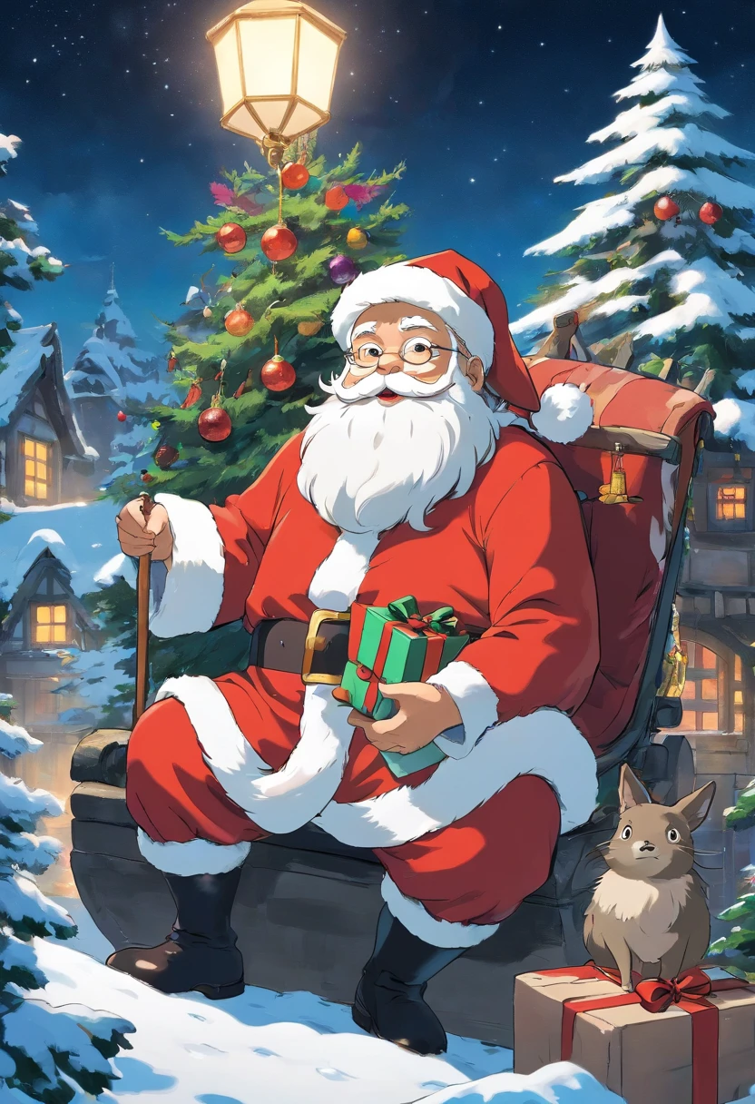 Capture a black and white image of Santa Claus, adding a classic and timeless aesthetic to the photo