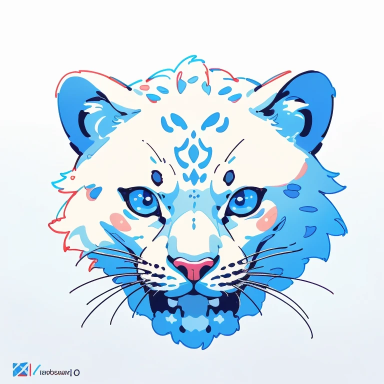 (best quality,4k,8k,highres,masterpiece:1.2),ultra-detailed,(realistic,photorealistic,photo-realistic:1.37),white leopard with blue eyes, digital art for t-shirt design, illustration, circle, white background, logo style, minimalist, vibrant colors, soft lighting