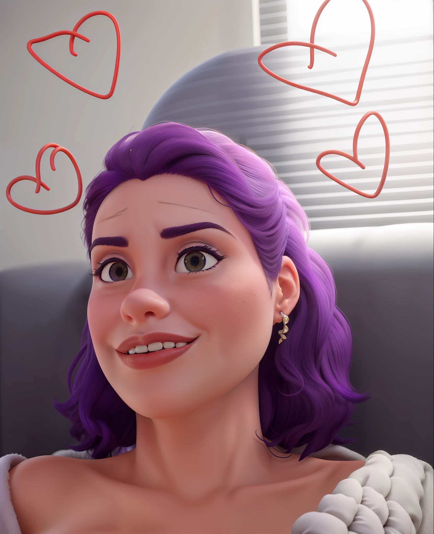 Mulher cabelos roxo, enfermeira