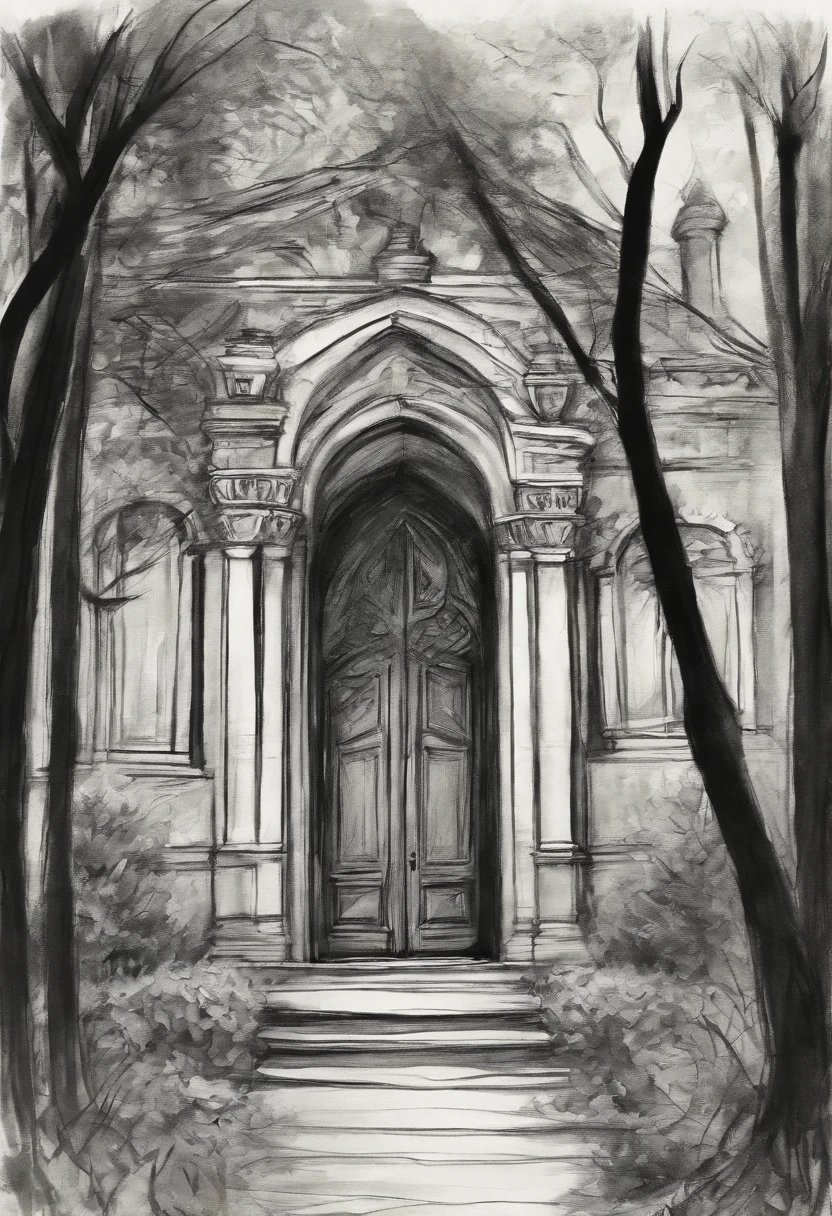 Rough charcoal sketch on old paper, Enchanted Magical Library, in the middle of the forest,Large
beautiful Library, with huge golden glowing doors
Clean line art,+Expressive lines,Paint in an expressive sketch style, hatching, Black and white sketch, hand painted, Rough charcoal sketch on old paper Enchanted Magical Library, in the middle of the forest, Clean line art,+Expressive lines,Paint in an expressive sketch style, hatching, Black and white sketch, hand painted, sketching, Linear style::Sketch note style sketch, Linear style::Sketch annotation style