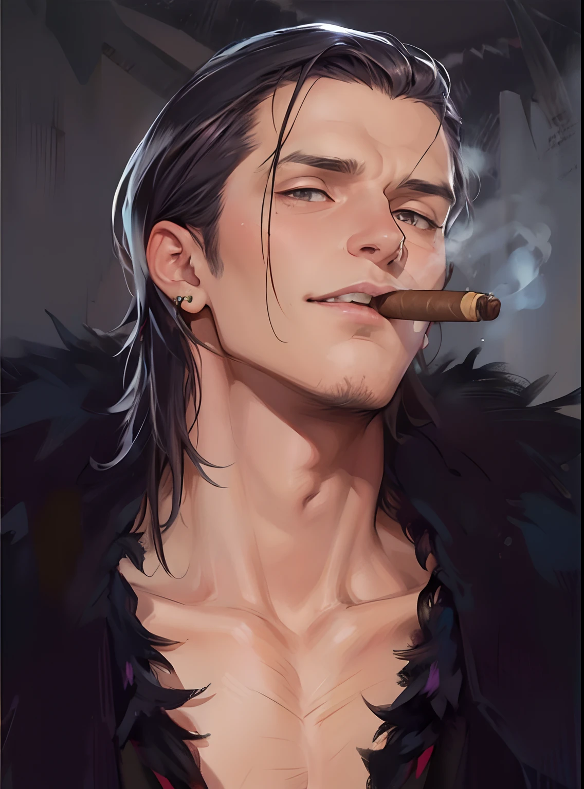 Have a cigar, Raven Fur Suit,