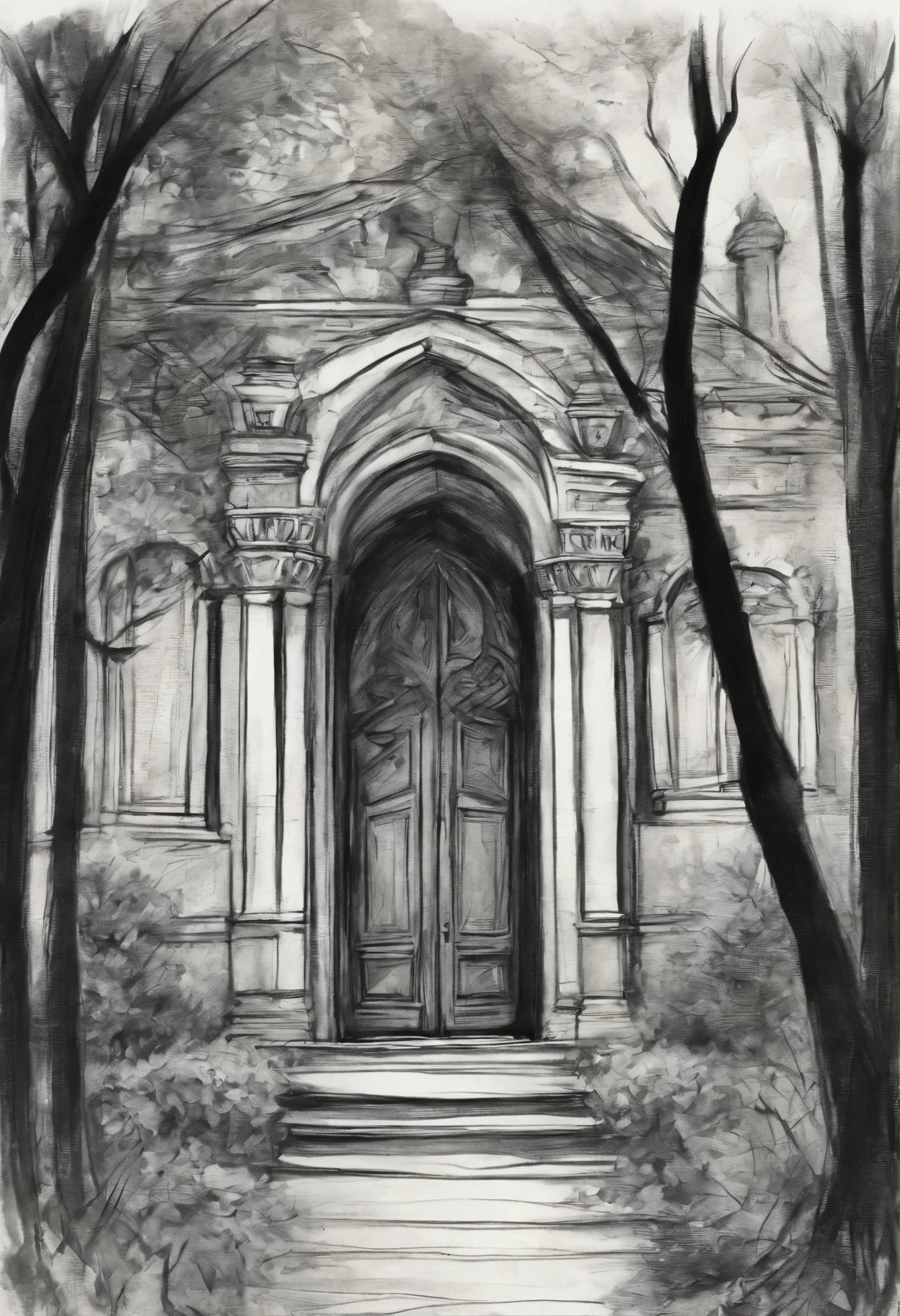 Rough charcoal sketch on old paper, Enchanted Magical Library, in the middle of the forest,Large
beautiful Library, with huge golden glowing doors
Clean line art,+Expressive lines,Paint in an expressive sketch style, hatching, Black and white sketch, hand painted, Rough charcoal sketch on old paper Enchanted Magical Library, in the middle of the forest, Clean line art,+Expressive lines,Paint in an expressive sketch style, hatching, Black and white sketch, hand painted, sketching, Linear style::Sketch note style sketch, Linear style::Sketch annotation style