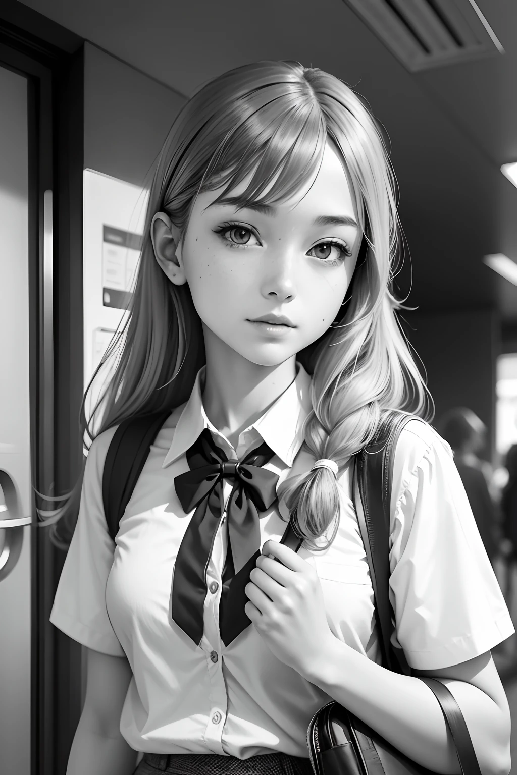 This is an English tip that can quickly replicate the AI assistant:
Please generate realistic portrait sketches of high school girls. The pencil lines are clear and detailed
This illustration needs to realistically depict an ordinary high school girl.
Specifically, It needs to include elements such as school uniforms, bookbag, Ribbons and other formal fashion items worn by high school girls.