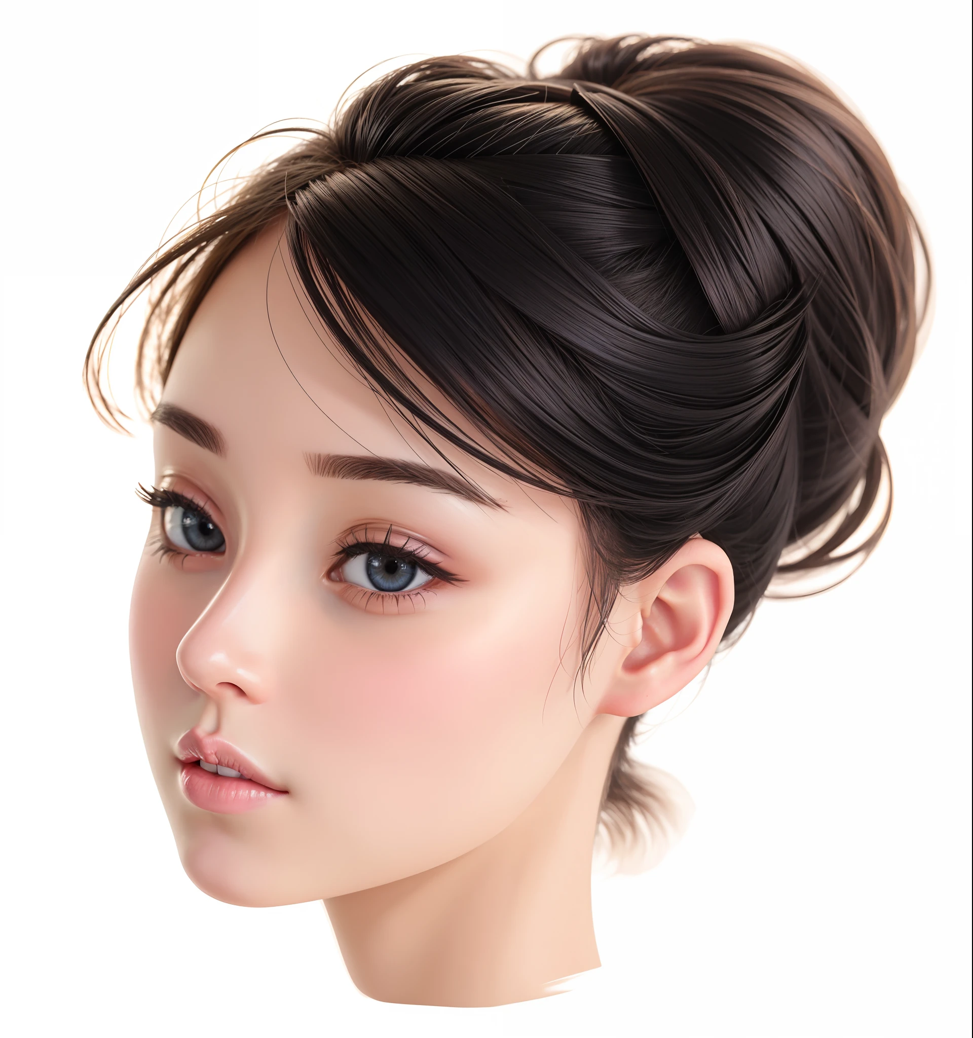 (Best quality, 4K, high resolution, Masterpiece: 1.2), (high resolution), Cinematic texture, Ultra detail, (Photorealistic: 1.37), RAW photo, Delicate skin details, Official illustration, Unity 8k wallpaper, (subtle, Soft lighting), exquisitedetails, Soft lines, Cinematic look, High saturation, Accurate anatomy, volume fog, Delicate girl, (Head close-up), (and the eye of the storm), Chinese classical, 1 girl, Black hair, soft, Looking at the audience,（The tail of the eyes rises）