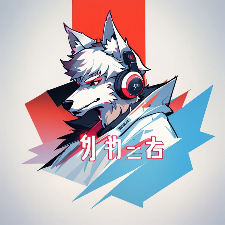 t-shirt design, wolf with headphones on his ears, digital art by Jan Tengnagel, shutterstock contest winner, furry art, artwork, angular, art