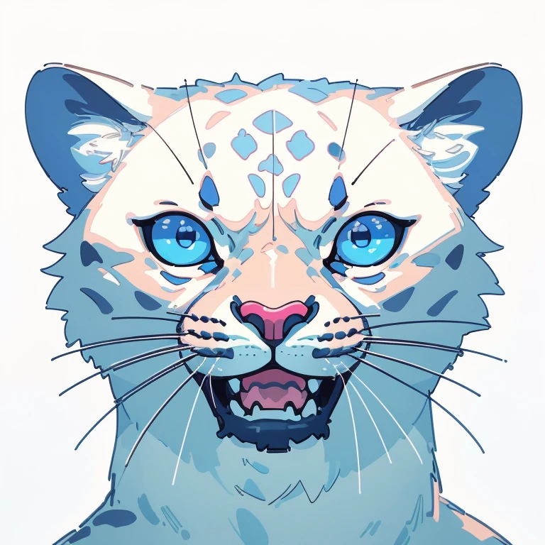 (best quality,4k,8k,highres,masterpiece:1.2),ultra-detailed,(realistic,photorealistic,photo-realistic:1.37),baby white leopard with blue eyes, digital art for t-shirt design, illustration, circle, white background, logo style, minimalist, vibrant colors, soft lighting, isolated on white background