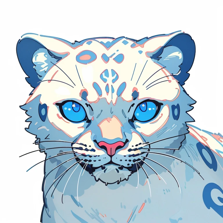 (best quality,4k,8k,highres,masterpiece:1.2),ultra-detailed,(realistic,photorealistic,photo-realistic:1.37),baby white leopard with blue eyes, digital art for t-shirt design, illustration, circle, white background, logo style, minimalist, vibrant colors, soft lighting, isolated on white background