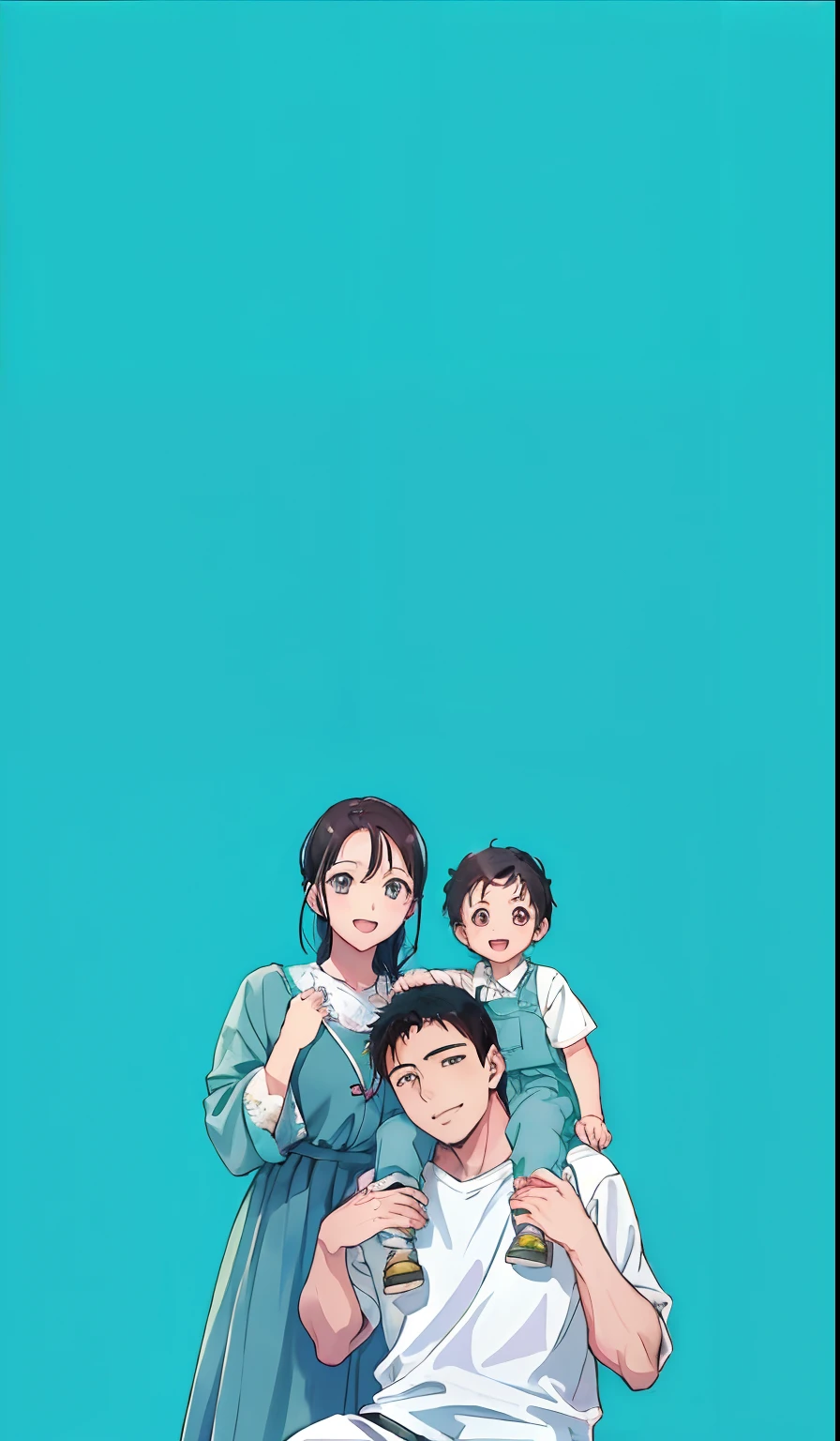 Anime characters sitting on beds，Holding a baby on your lap, author：Kikukawa Sakaeyama, Happy family, An anime cover, Wallpaper phone, iphone wallpaper, lonely family, growth of a couple, High-quality fanart, phone background, author：Hasegawa Setan, 4k manga wallpapers, husband wife and son, offcial art, author：Nobusada Yanagawa