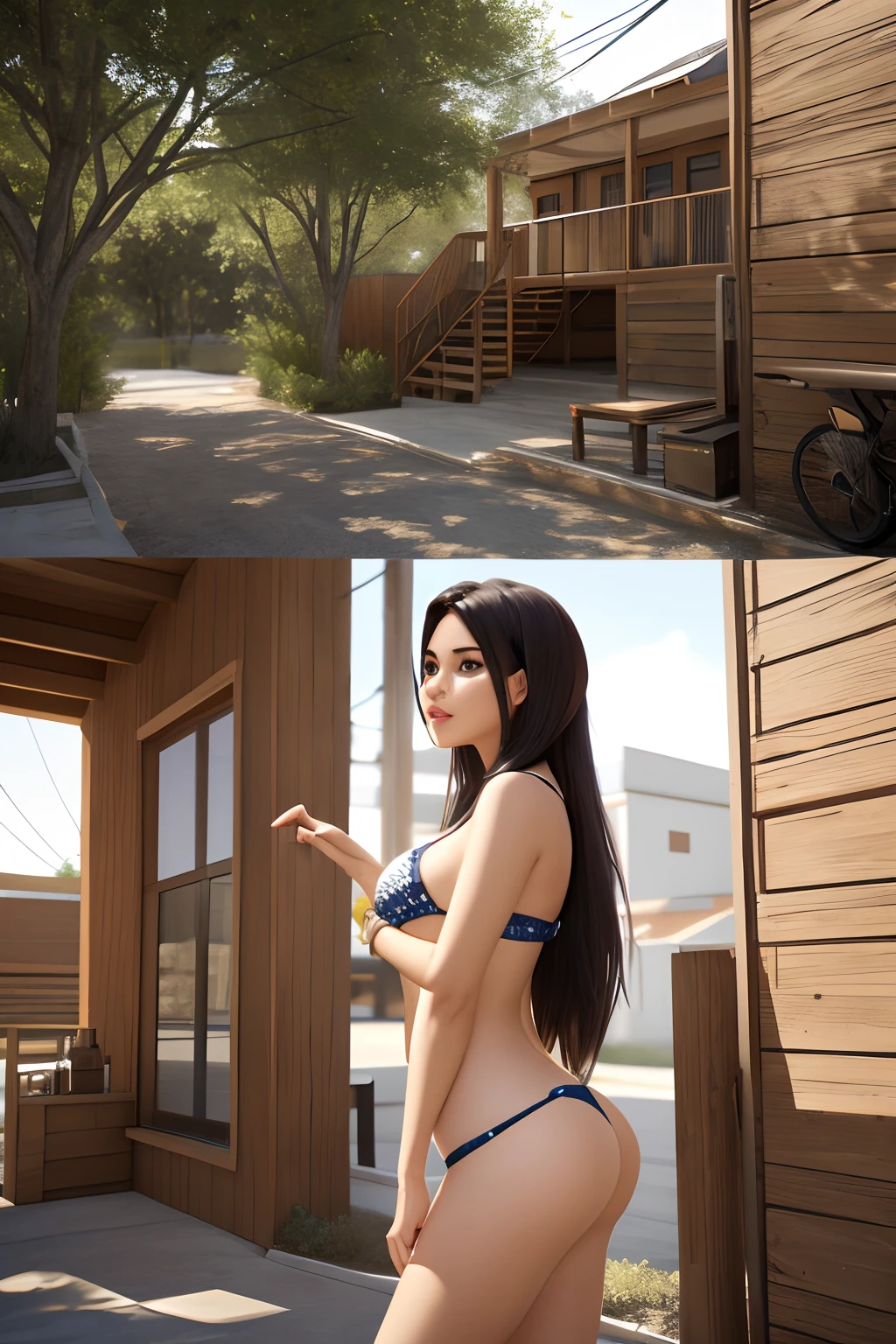 Scene concept design, realistic babe