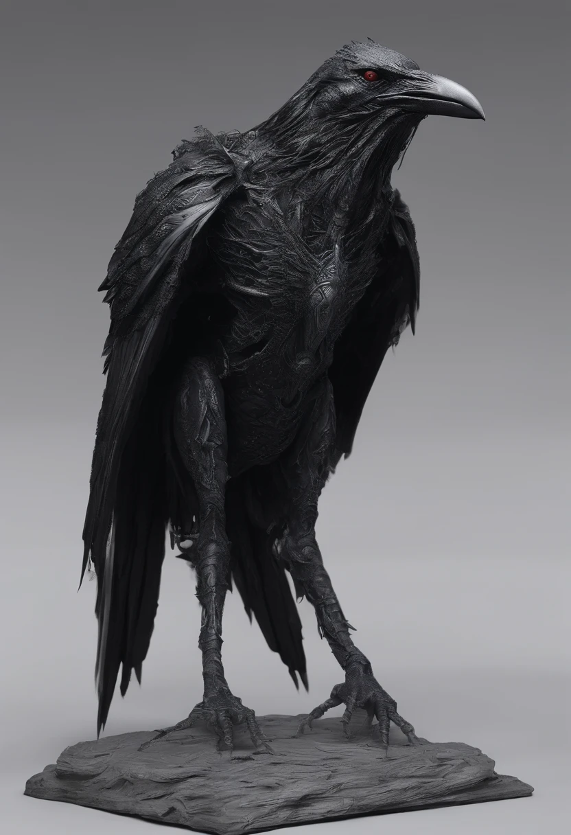 there is a black bird with a white and black body and a black head, concept art inspired by Wayne Barlowe, zbrush central contest winner, digital art, detailed full body concept, realistic creature concept, full body concept, creature concept art, raven monster, creature design, concept creature character art, crow in cyber armour, humanoid creature