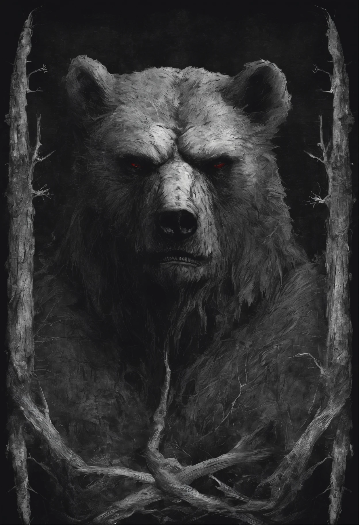 there is a bear with a red scarf on its neck, portrait of anthropomorphic bear, owlbear, by Adam Marczyński, anthropomorphic samurai bear, black bear samurai, inspired by Samuel Hieronymus Grimm, grizzled, award winning creature portrait, by Líviusz Gyulai, bear, portrait of forest gog