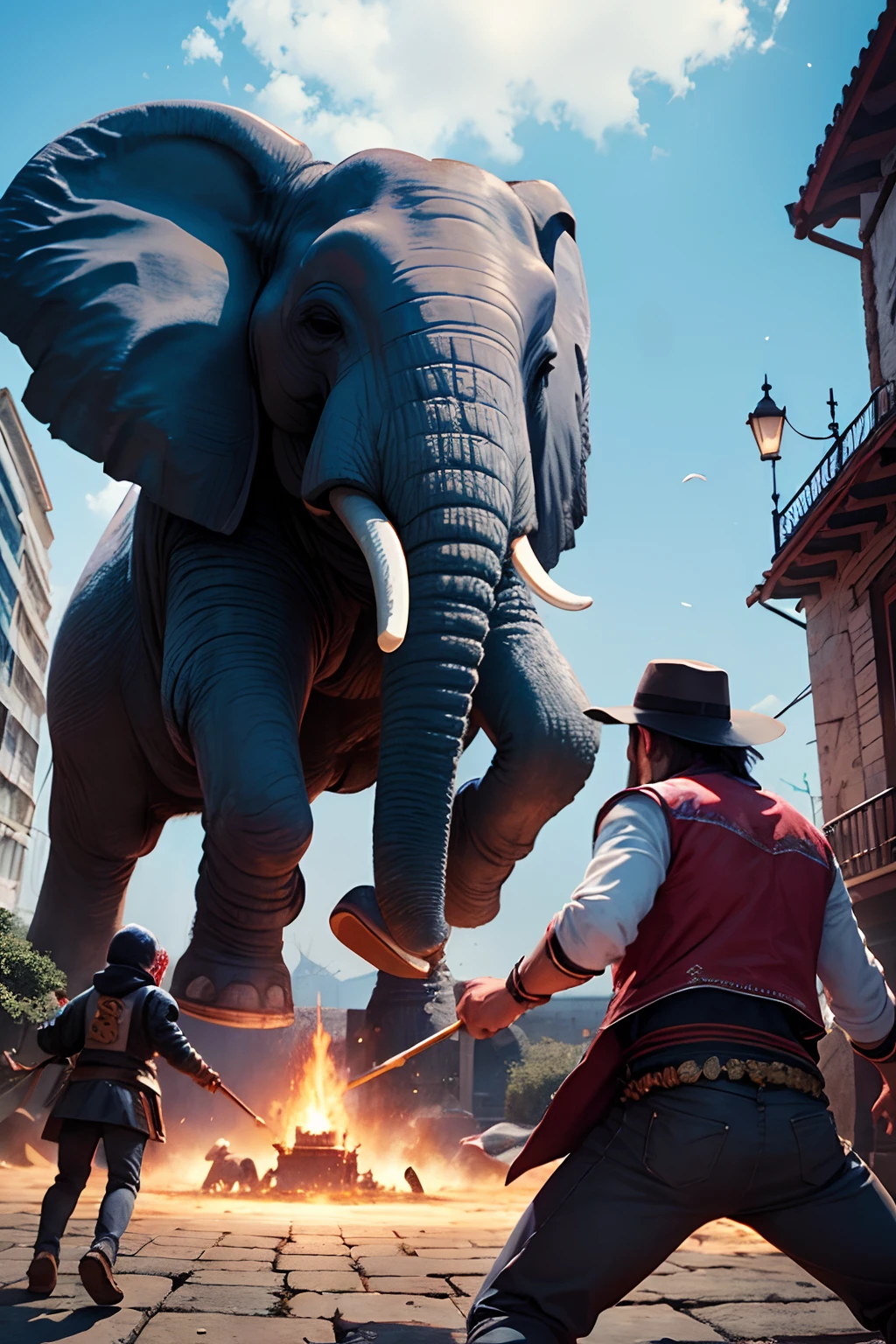 En una ciudad boscosa(" el rey helado" Fight an epic battle against "The Magical Elephant Psychic Ansestral"