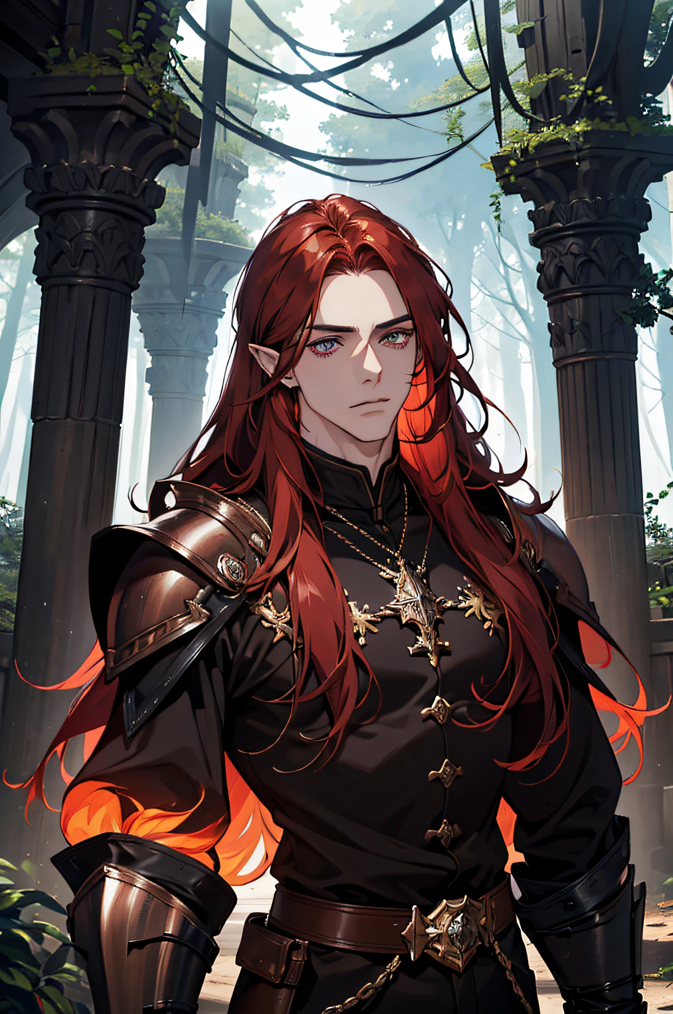 beautiful detailed boy, very detailed eyes and face, a king boy, violet red blood hair, straight long hair, full body