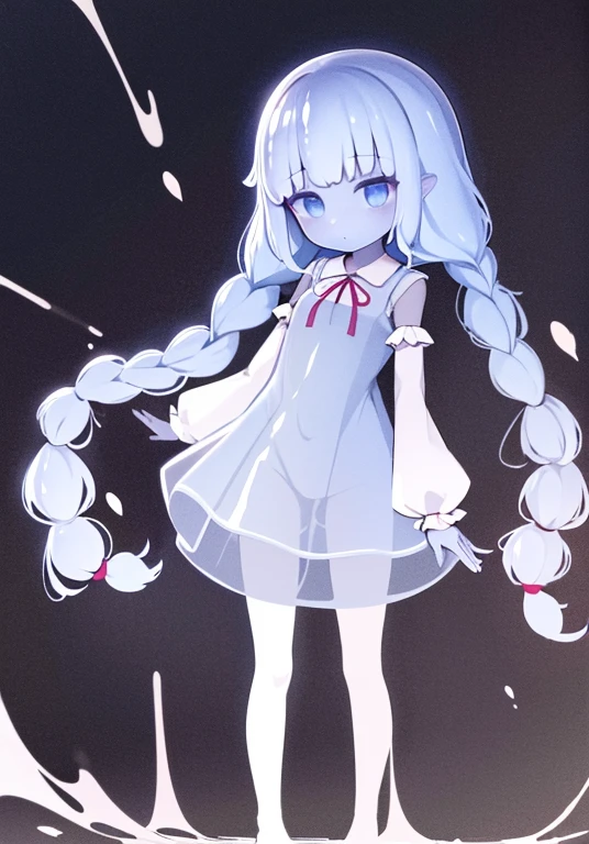 Girl Loli Slime, Exterior color: z, Transparent, in full height,  dressless, with long hair