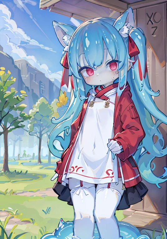 Girl Loli Slime, Exterior color: z, Transparent, in full height,  dressless, with long hair