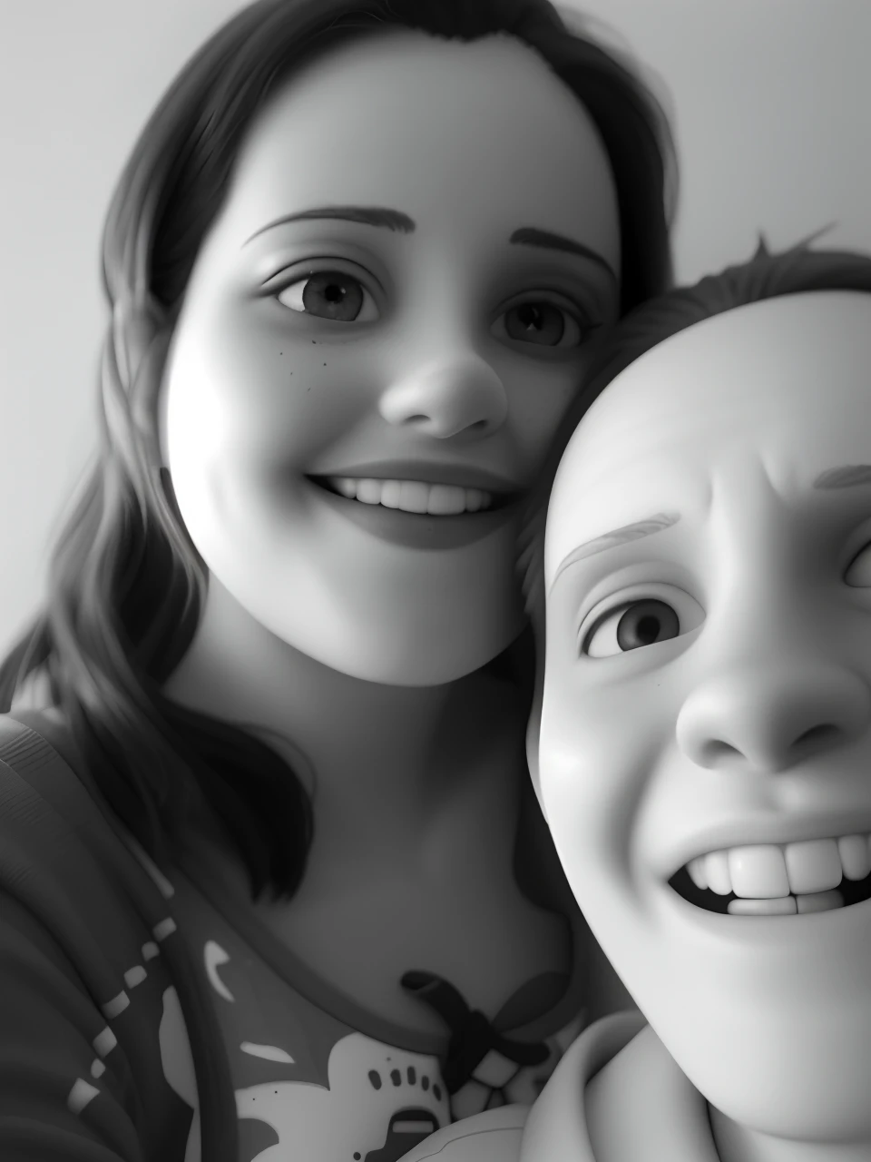 there is a woman and a man that are smiling together, fotografia do snapchat, both smiling for the camera, non blurry, imagem de perfil, Foto POV, B&w fotografia, retrato!!!, uma fotografia em preto e Branco, Fotografia BW, fotografia, fotografia do telefone, fotografia iphone, Divirta-se. viBrante, fotografia selfie, Facing the camera, Last photo, Grainy monochrome photography