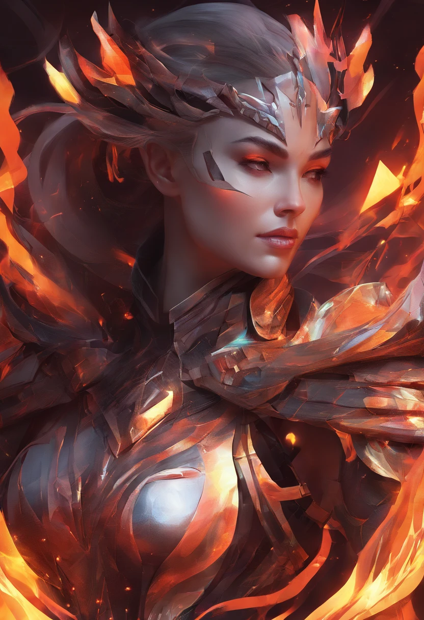 a close up of a person with a bow and a bow, a low poly render by Lisa Nankivil, polycount contest winner, fantasy art, lava and fire goddess, flame conjuring armored, fire mage, fire demon, black fire color reflected armor, appears as the fire goddess, infernal nymph, infernal nymph!!!, fire elemental
