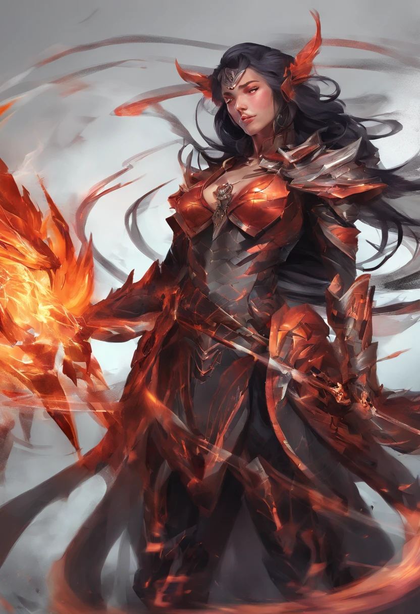 a close up of a person with a bow and a bow, a low poly render by Lisa Nankivil, polycount contest winner, fantasy art, lava and fire goddess, flame conjuring armored, fire mage, fire demon, black fire color reflected armor, appears as the fire goddess, infernal nymph, infernal nymph!!!, fire elemental