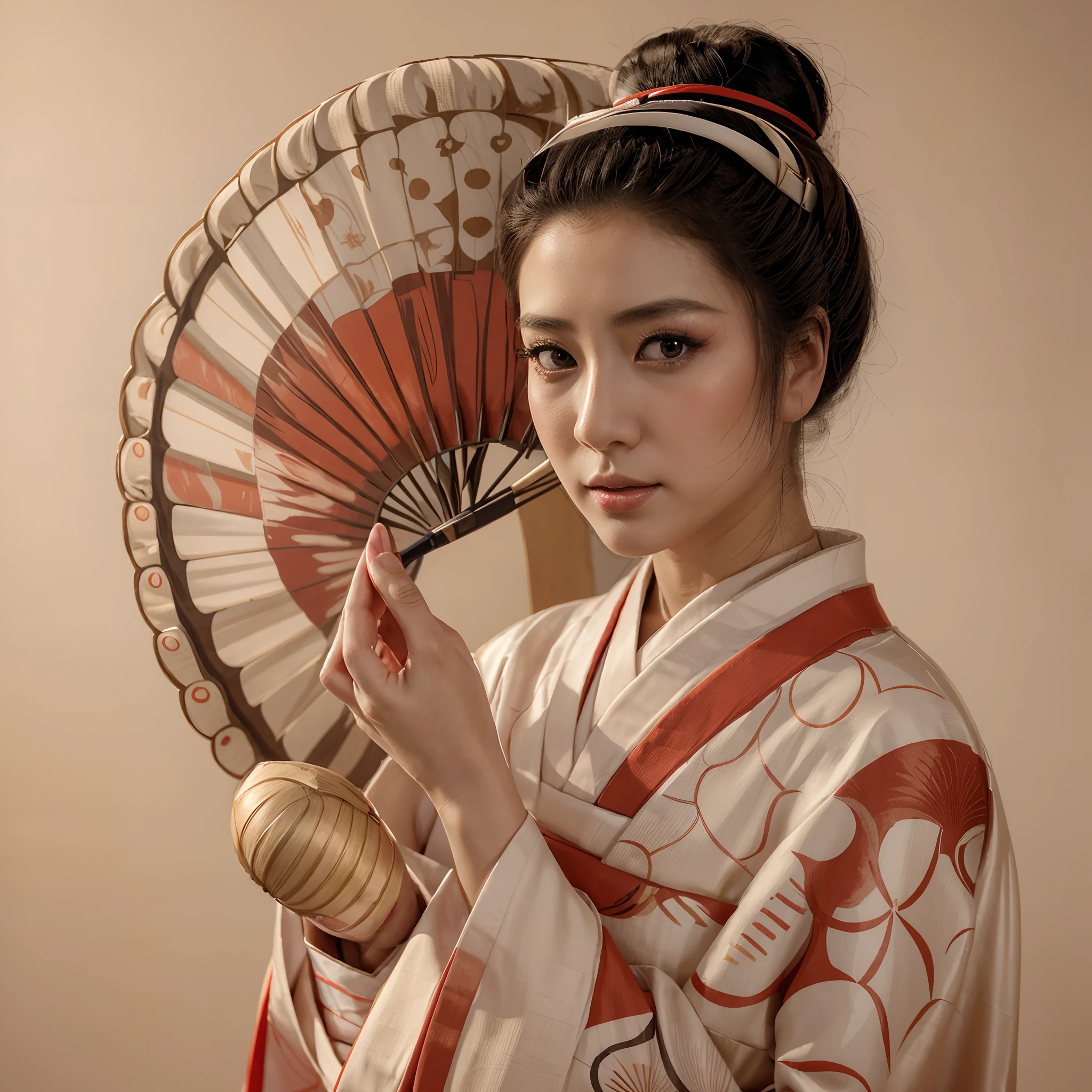 painting of a woman in a kimono with a fan, portrait of geisha, portrait of a beautiful geisha, portrait of a geisha, female geisha girl, japanese geisha, beauty geisha, elegant japanese woman, japanese art style, japanese woman, skilled geisha of the japanese, portrait of a japanese girl, geisha.