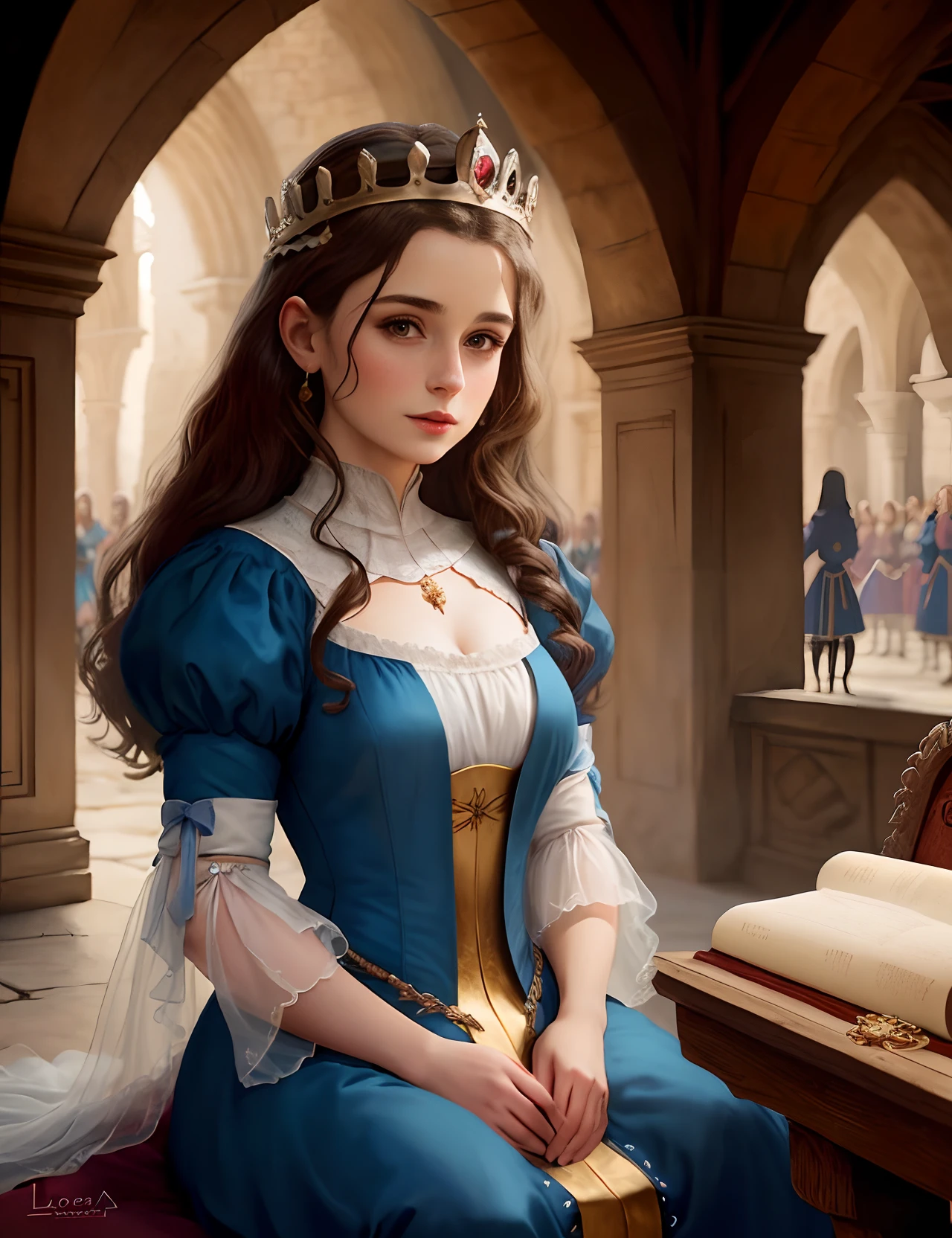 Princesa, medieval, realista, loira