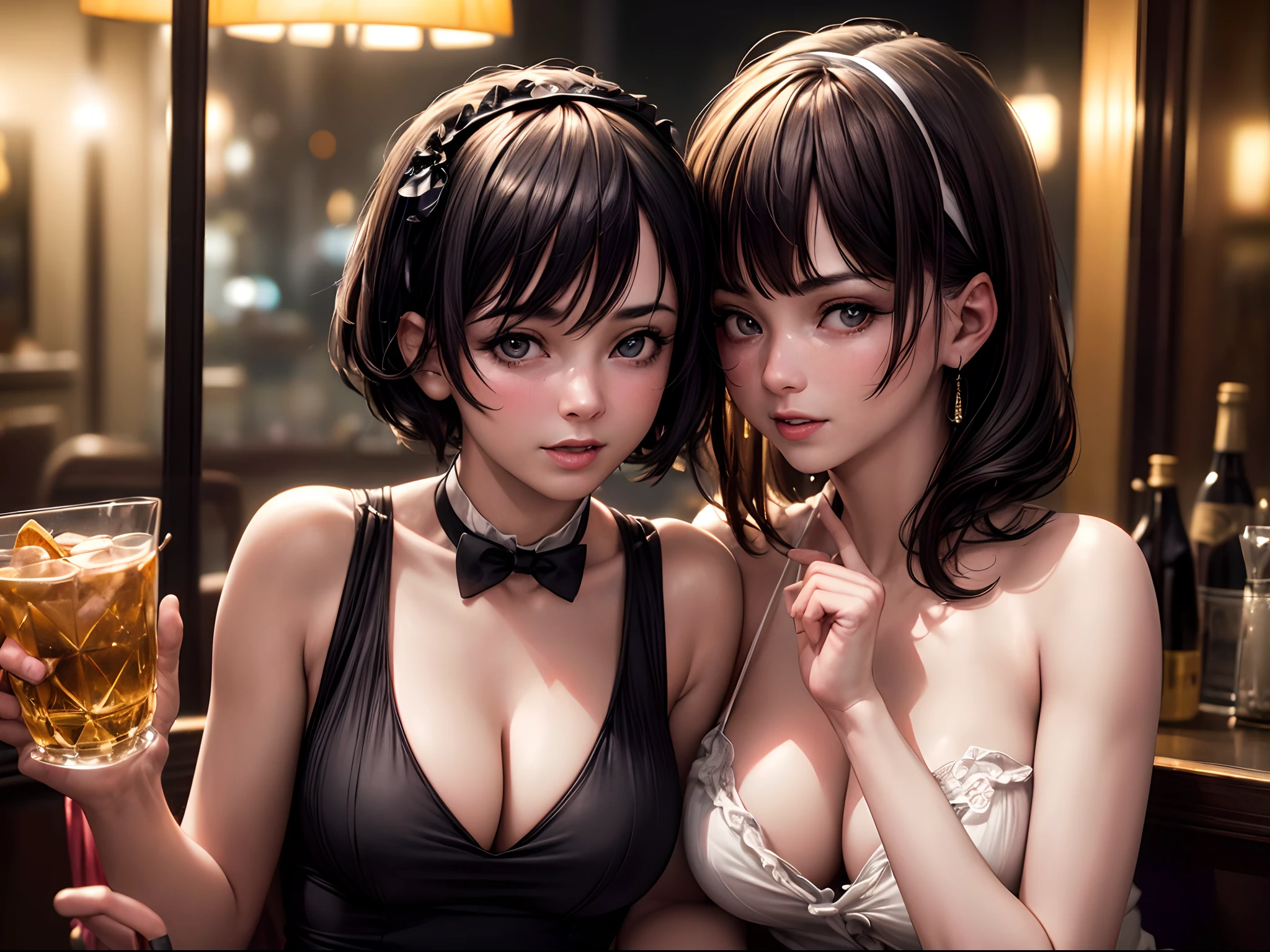 (best quality,4k,8k,highres,masterpiece:1.2),ultra-detailed,(realistic,photorealistic,photo-realistic:1.37),Speakeasy Party: Transport your viewers to a clandestine speakeasy with a candid shot of Flappers enjoying a night of jazz, cocktails, and rebellion