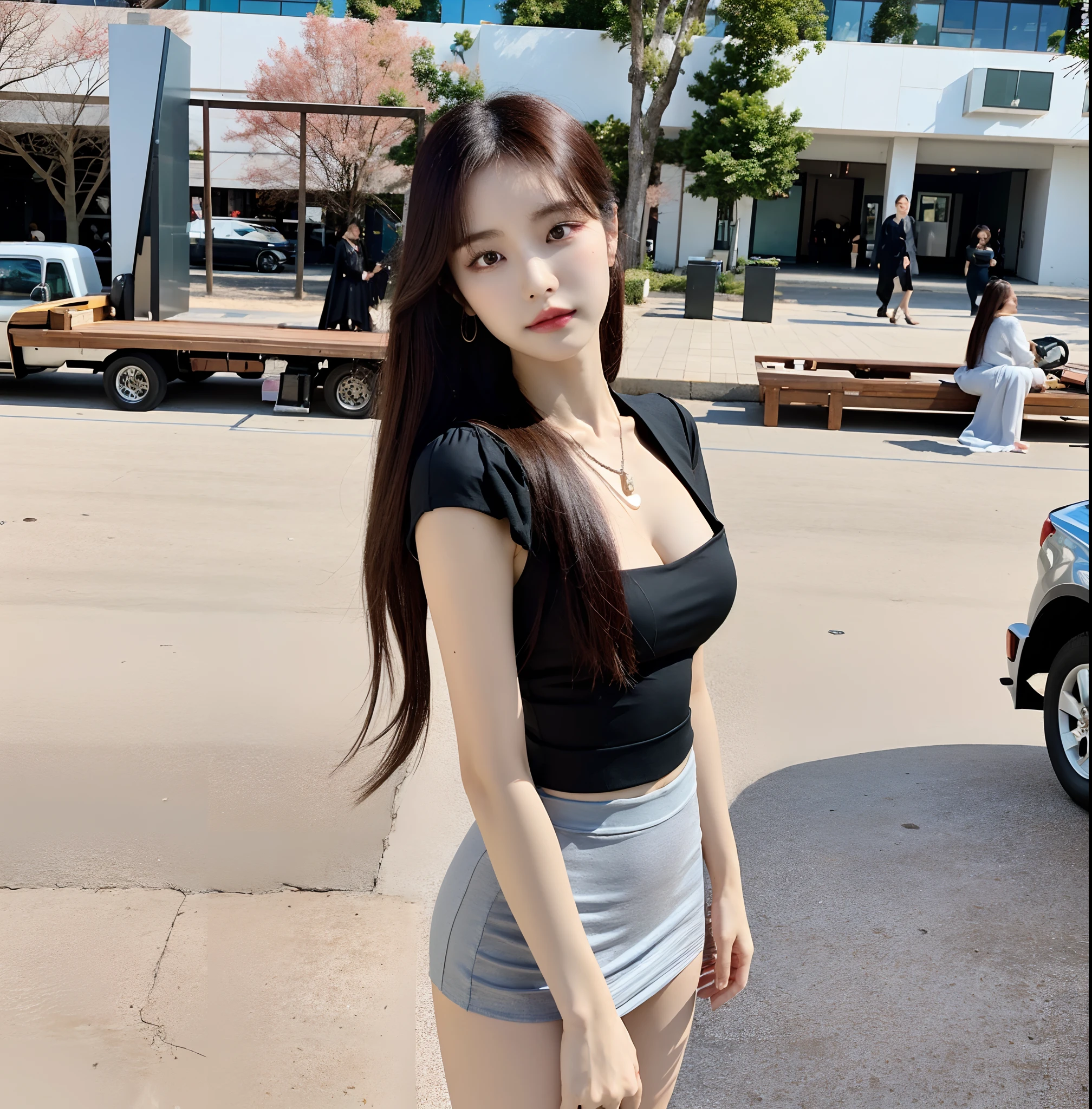 Long hair Alawi woman in black dress and necklace, Gorgeous young Korean woman, beautiful Korean women, lalisa manobal, Korean girl, Choi Hyun-hwa, 8k selfie photograph, Beautiful young Korean woman, ulzzangs, Yoshitomo Nara, xintong chen, jaeyeon nam