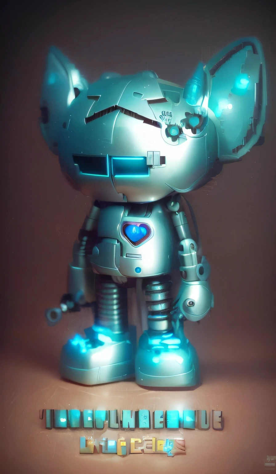 There is a photo of a cartoon character wearing glasses, the mekanik doll, tintoy characterdesign robot, mandkaws, hiphop gangsta robot, anime robotic mixed with organic, ((robot)), the robot wearing the bone crown, cute elaborate epic robot, biopunk toys made in china, kaws, Cute humanoid robot, love death robot, gangsta robot