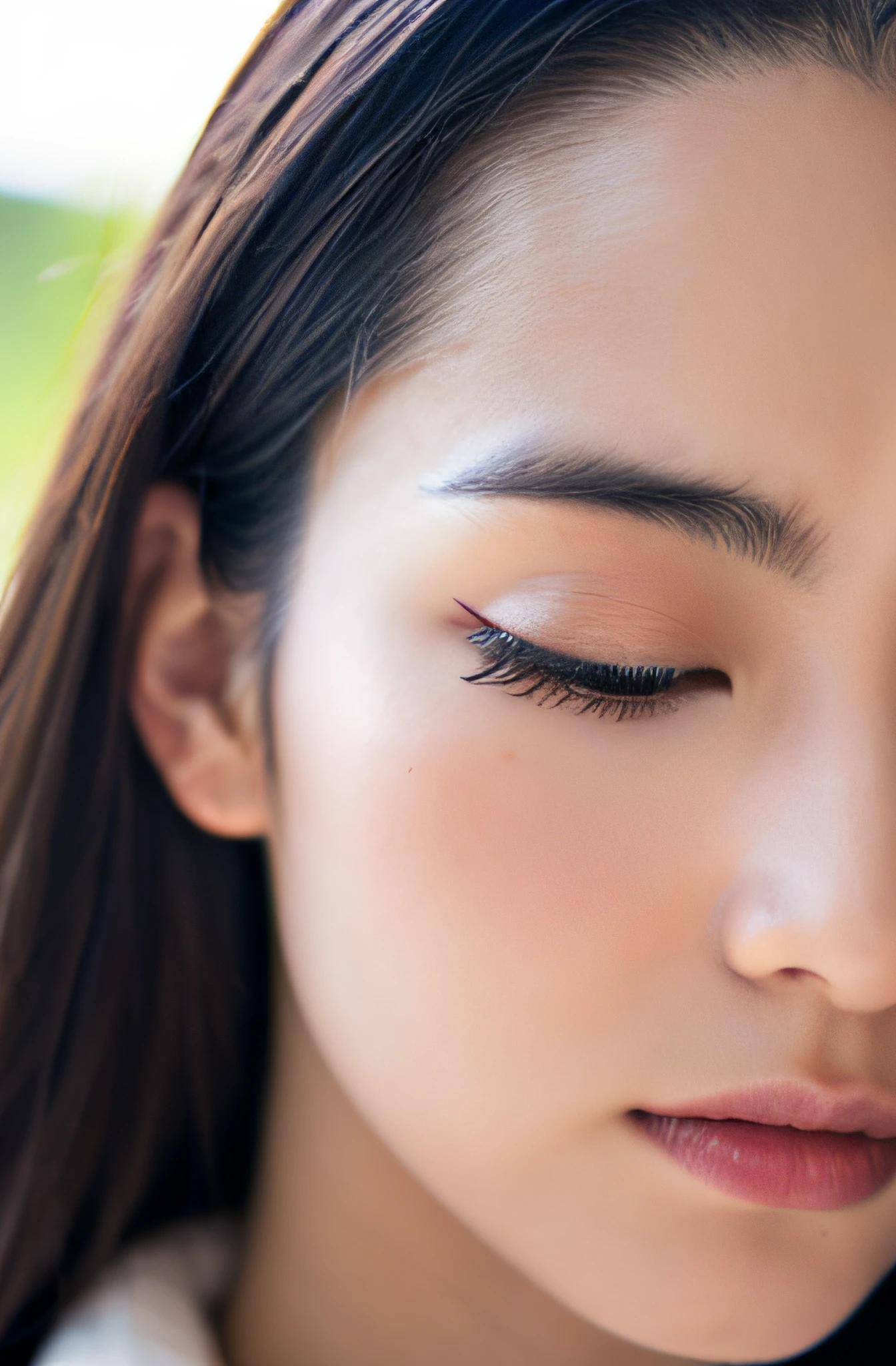 ({close up eye},1.4)、forehead、Sparse eyebrows、japanes