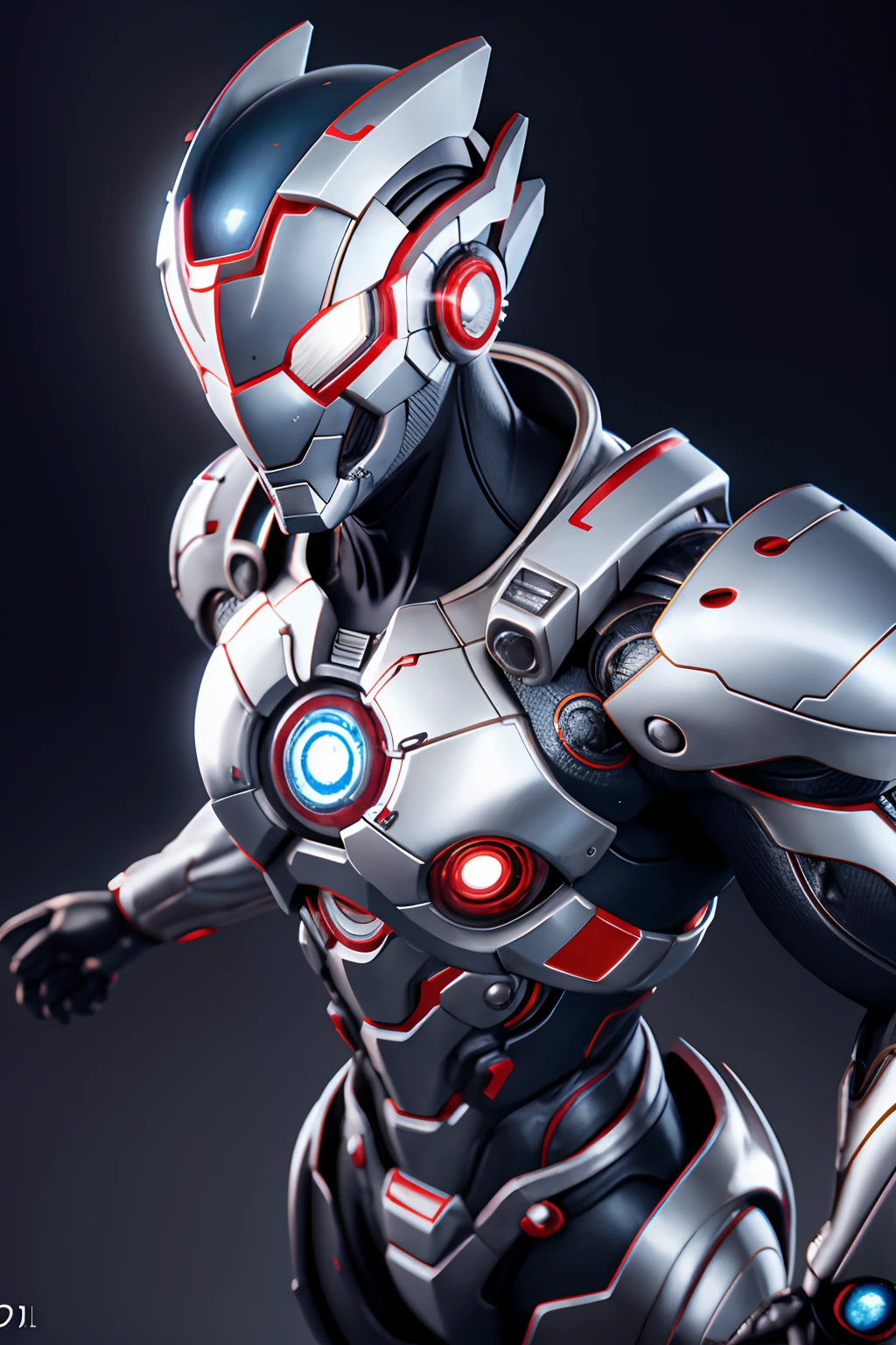 obra-prima, melhor qualidade, highres, realista, parte superior do corpo,
1boy,mistura do ultraman da netflix e homem de ferro da marvel, olhando para o espectador, armadura completa na cor branca e preto, (translucid: 1.4), (position: 1.1), bio-mechanical,
mini cidade, metalic reflection, lighting dramatic, 3d, super detalhado, Octane render,