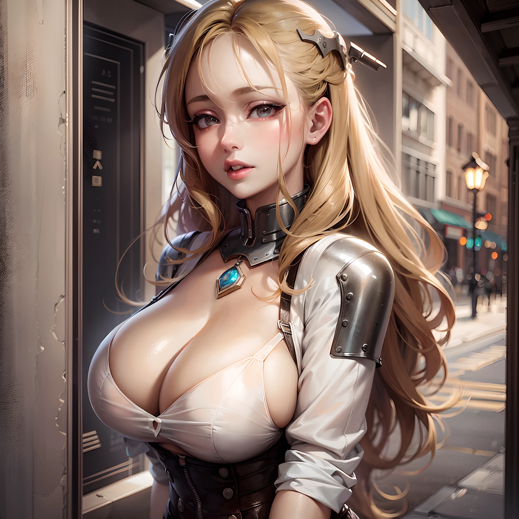 Transparent tights, plump figure, half-squinted eyes, slightly red cheeks, soaked all over, optimized details, large breasts, see through shirt, slim body, curvy body.