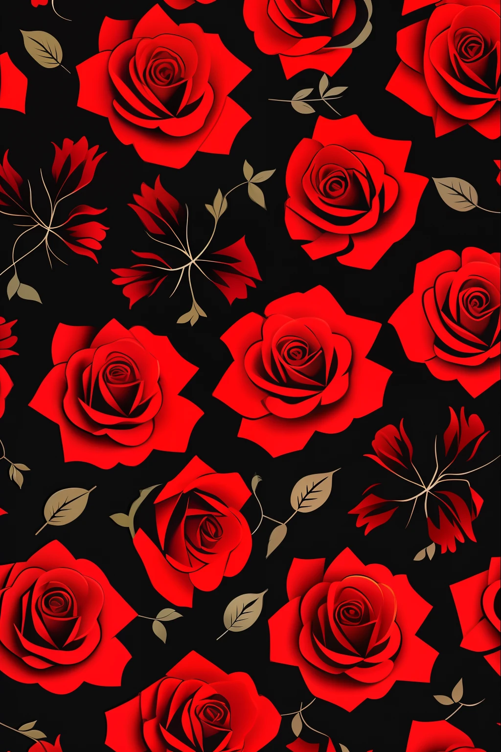 Red Roses Patterns, fundo black