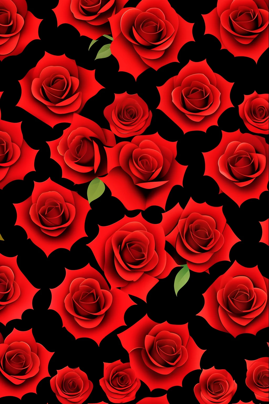 Red Roses Patterns, fundo black