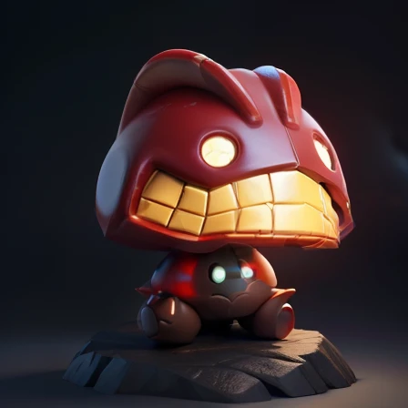 3dmm style,(masterpiece, top quality, best quality, official art, beautiful and aesthetic:1.2), (fractal art:1.3), 1goomba, high detailed, goomba, stone, powerful, dark lighting, serious face, looking the sky, sky, medium shot, black ironman armor, mushroom Kingdom background, jewelry