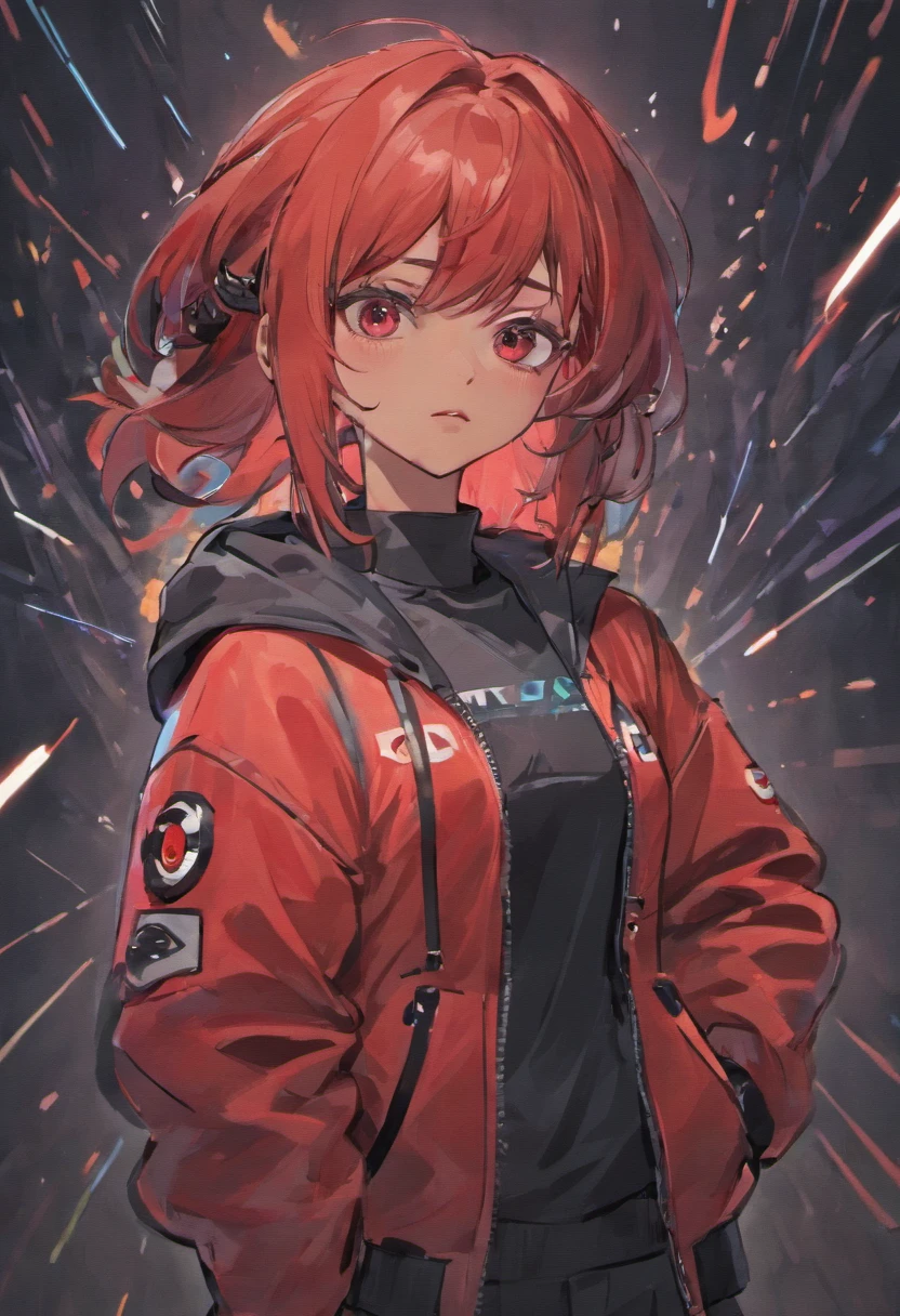 a cartoon of a man with a red and blue jacket and a red and black top, a teen black cyborg, loba andrade from apex legends, detailed character portrait, detailed character art, starfinder character, official character illustration, afrofuturism anime, scifi character, darksynth character portrait, full body dnd character portrait, official character art