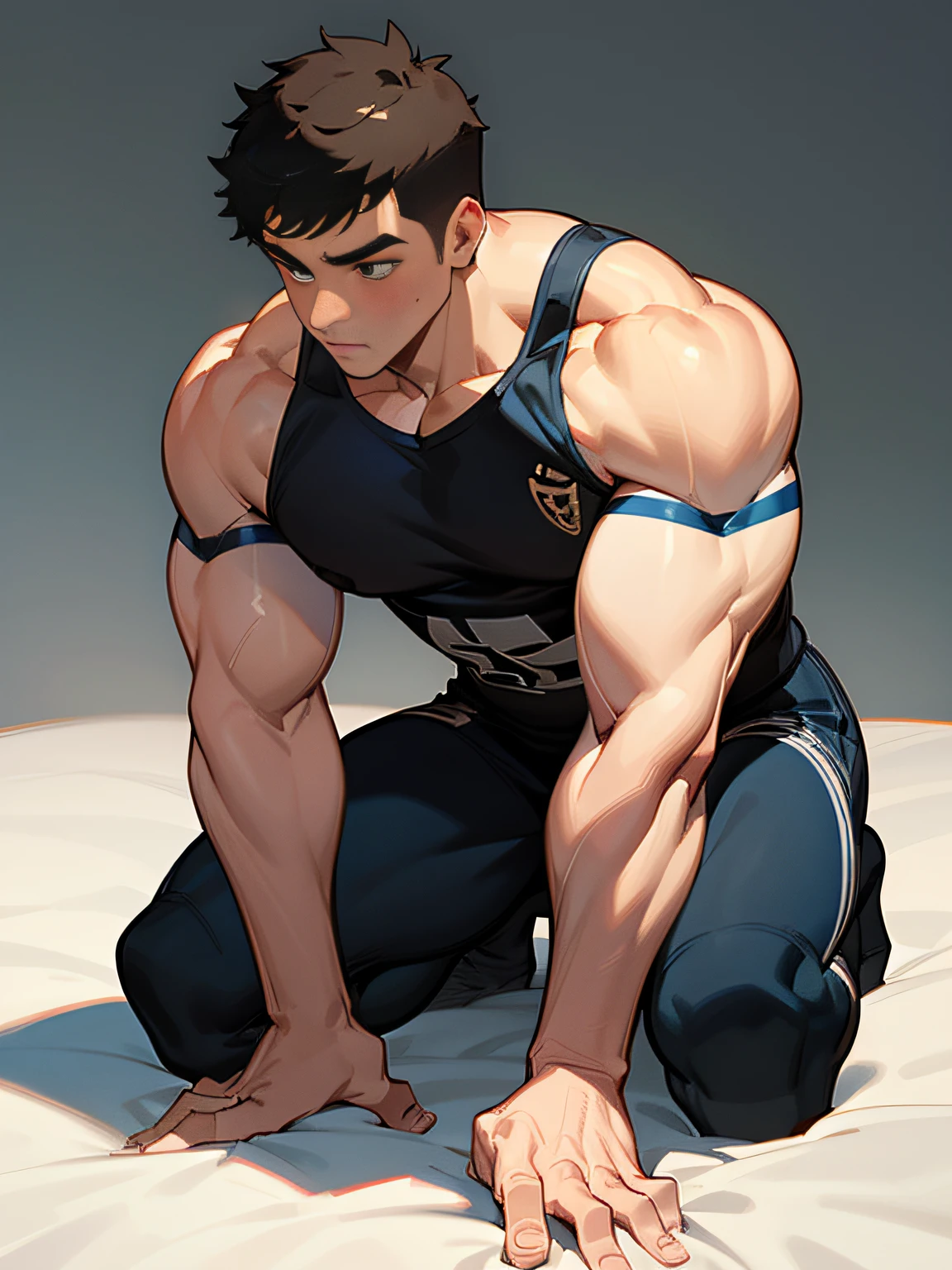 masuter piece、well built、FULL BODYSHOT、Age 25、Underwear、Rugby players、Wild、bbw、muscular、macho、male people、short-haired、Fade Cut、all-fours