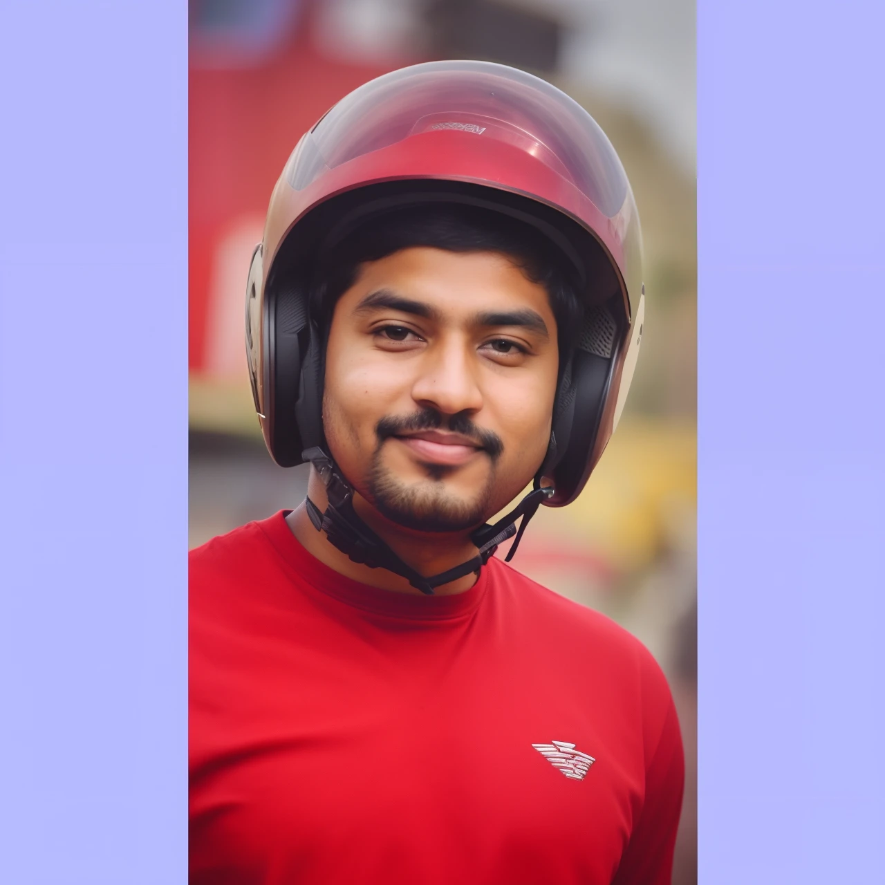 there is a man wearing a helmet and a red shirt, without helmet, wearing helmet, wearing a round helmet, wearing skating helmet, wearing a helmet, inspired by Bikash Bhattacharjee, no helmet, wearing skate helmet, candid picture, facebook profile picture, no helmet!!!!, portait photo profile picture, helmet on face, headshot profile picture, facebook post