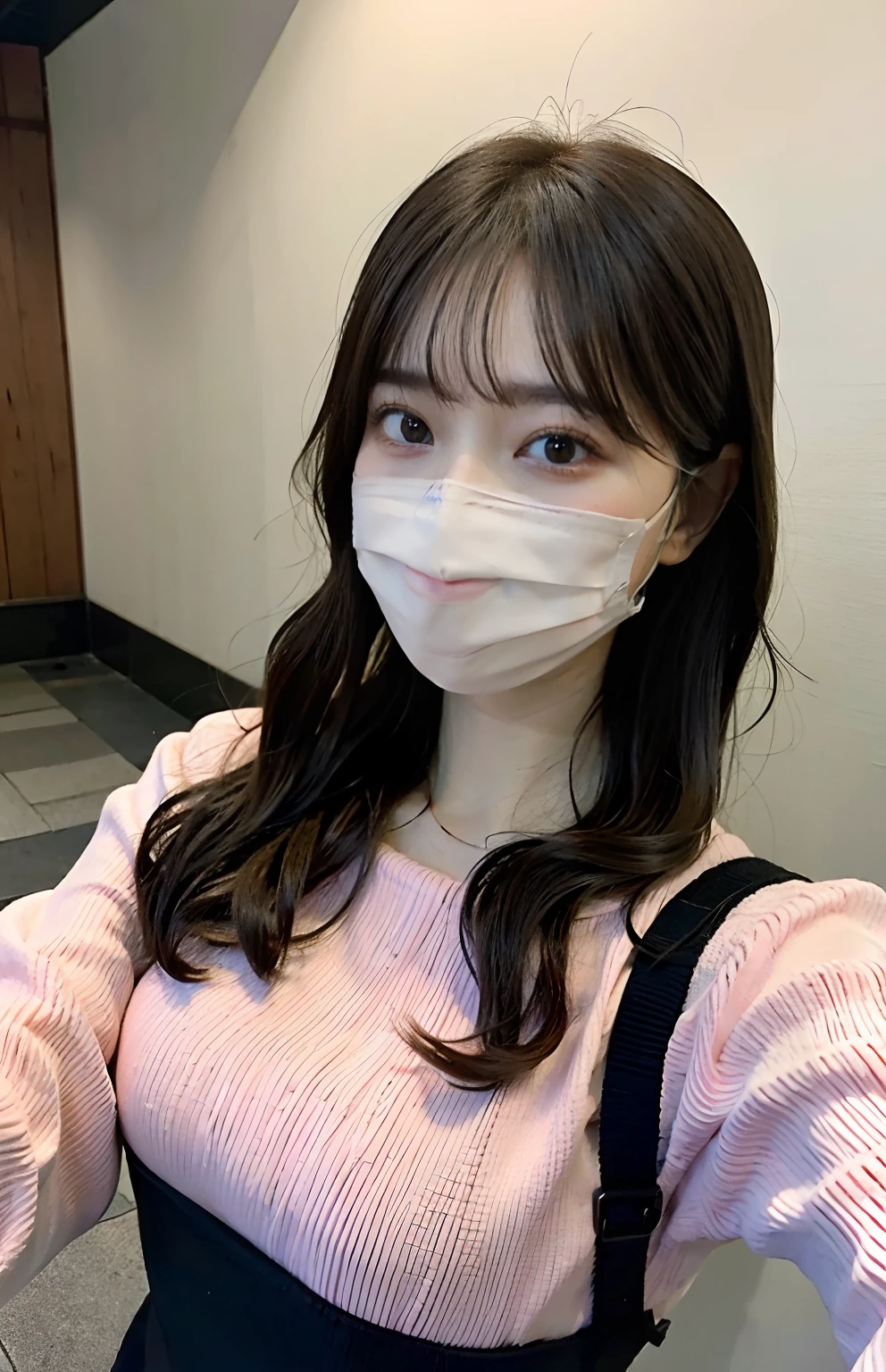 Indoor real lighting】 【Hospital lobby：2.0 大厅 外景 柜台 】 【1girl 护士wearing a face mask 身材完美的美女 纤细腹肌 翘臀】 【wearing a face mask 【Black hair, dark brown  hair, wave head, setback, long hair, layered hairstyle】 【Ultra-fine face Round face】 【Long eyelashes, solid round eyes, Fine Eye, Fine Eye, delicated eyes, double eyelidwork】 【Ear blush】 【Highly detailed face and skin texture Whitening skin】 【Light smile】 【(bobed hair ，-sleeved shorts half-sleeve clothing nurse clothing】 【超现实主义 阴影 浮雕 立体图 大气透视 8k 超级细节 准确率 最佳质量4k 自然光 最佳质量 逼真灯光 杰作 清晰对焦】