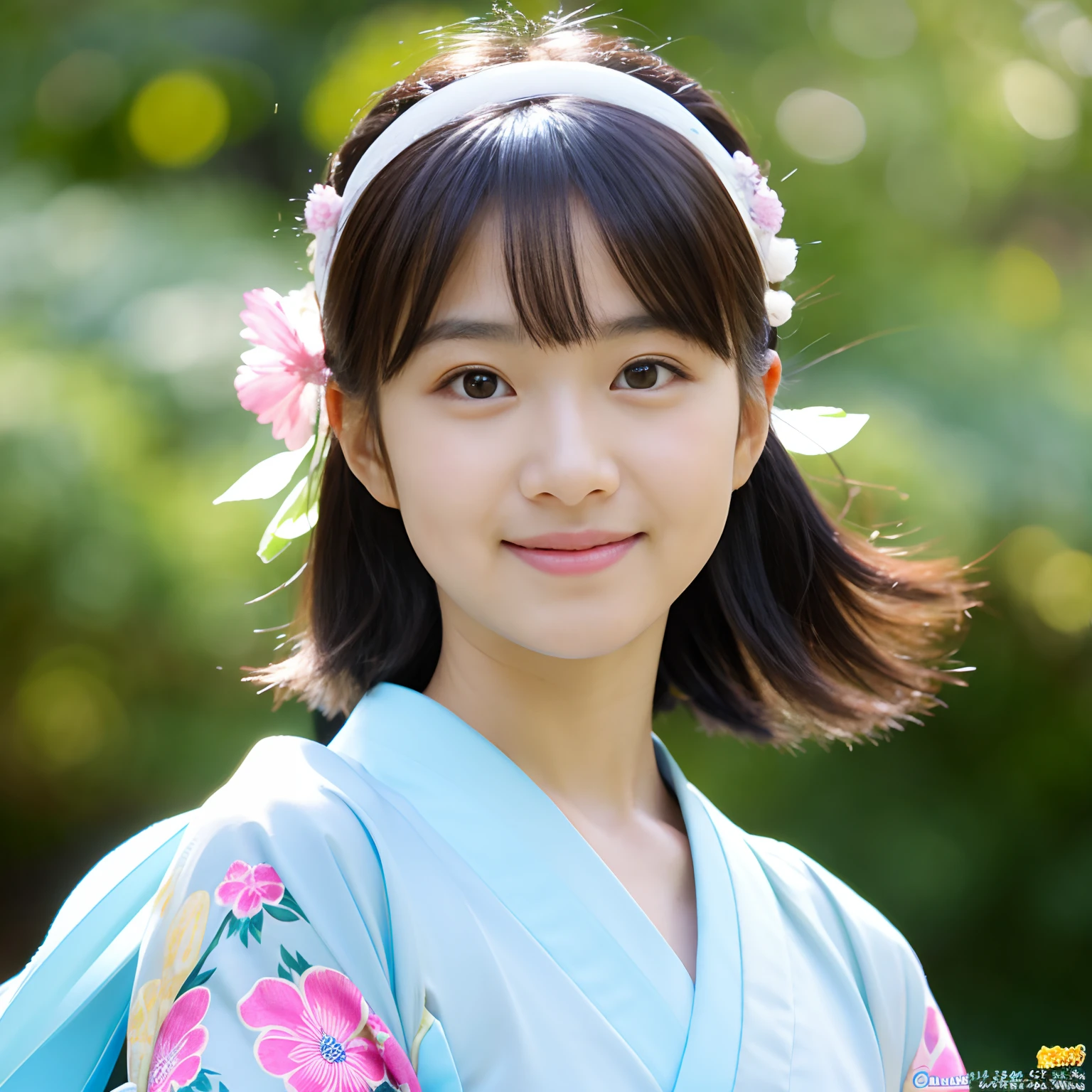 Best-quality, Masterpiece, Ultra-High-Resolution, (Photorealistic:1.4), Raw-Photo, Extremely-Details, Perfect-Anatomy, 1girl, the most popular Japanese idol, portrait, extremely cute face like a very famous Japanese idol, extremely beautiful big black eyes, extremely beautiful black hair, extremely beautiful body, extremely beautiful white skins, wearing only gorgeous Japanese KIMONO, innocent smile, looking at viewer, detailed gorgeous Japanese KIMONO, detailed face, detailed eyes, detailed hair, detailed white skins