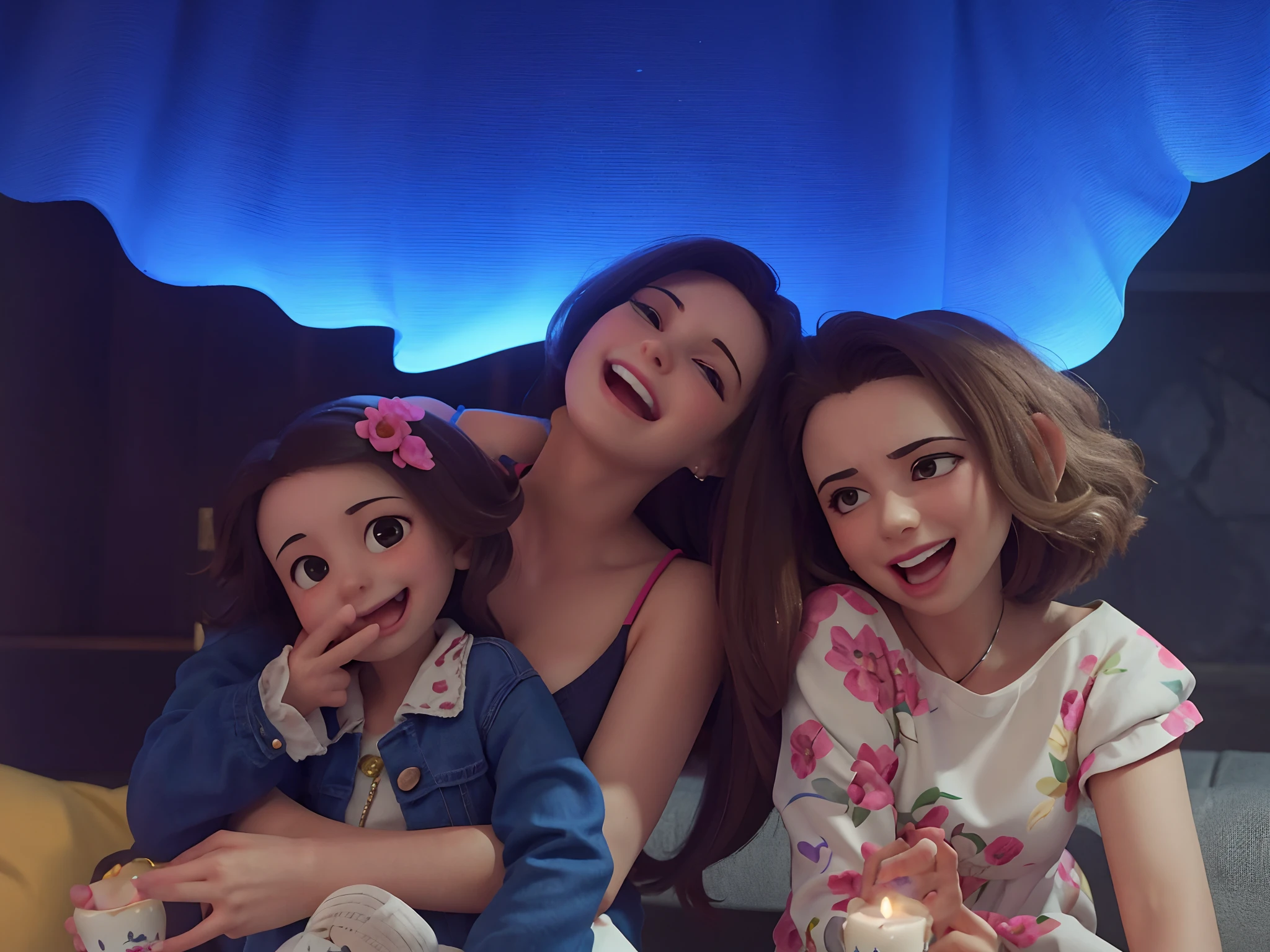 fami, Mother and daughters, Mothers Love, Meninas, sorrir, alegria, amor, heartbreaker, 4k, disco Rigido, Hug