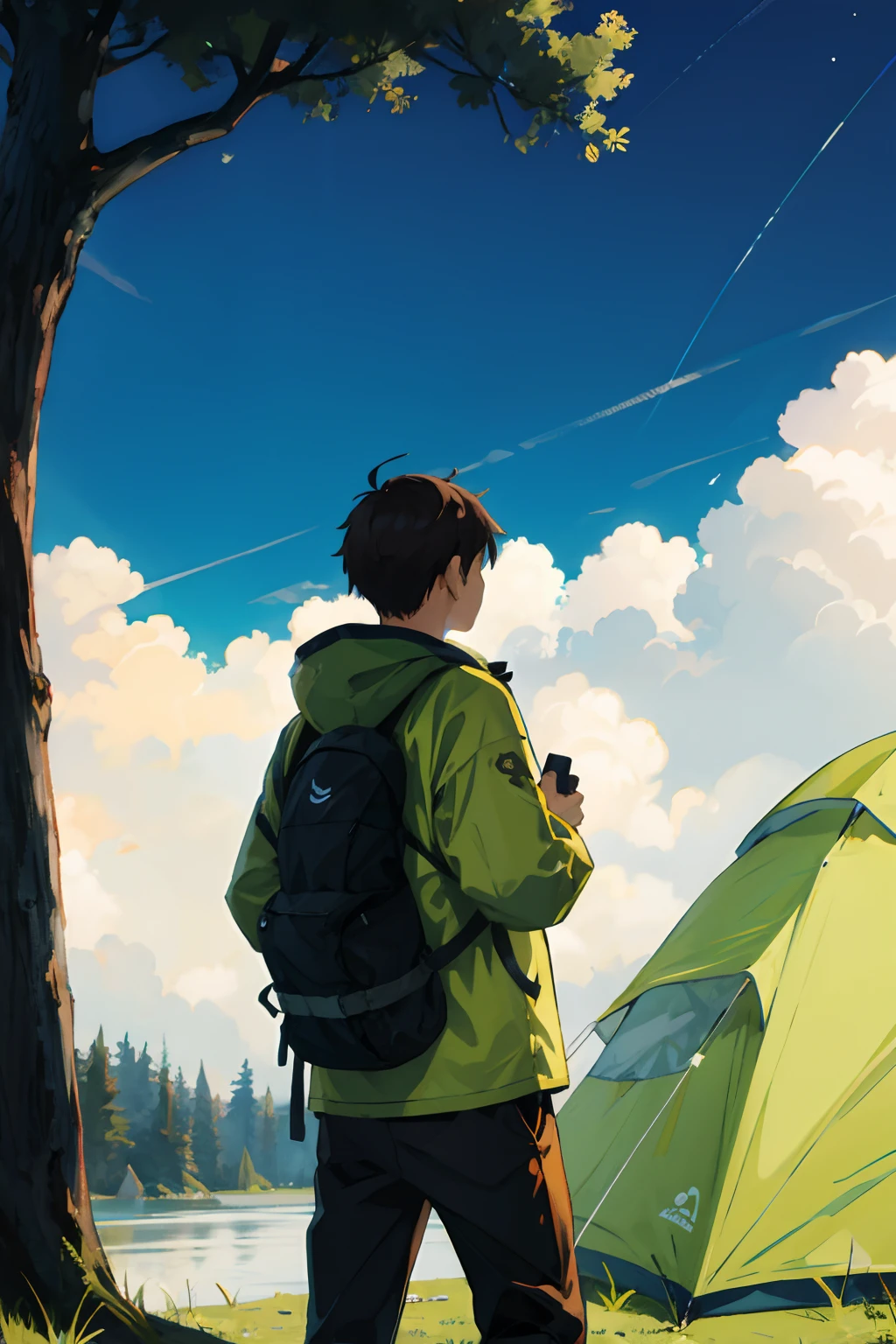 10 young people camping