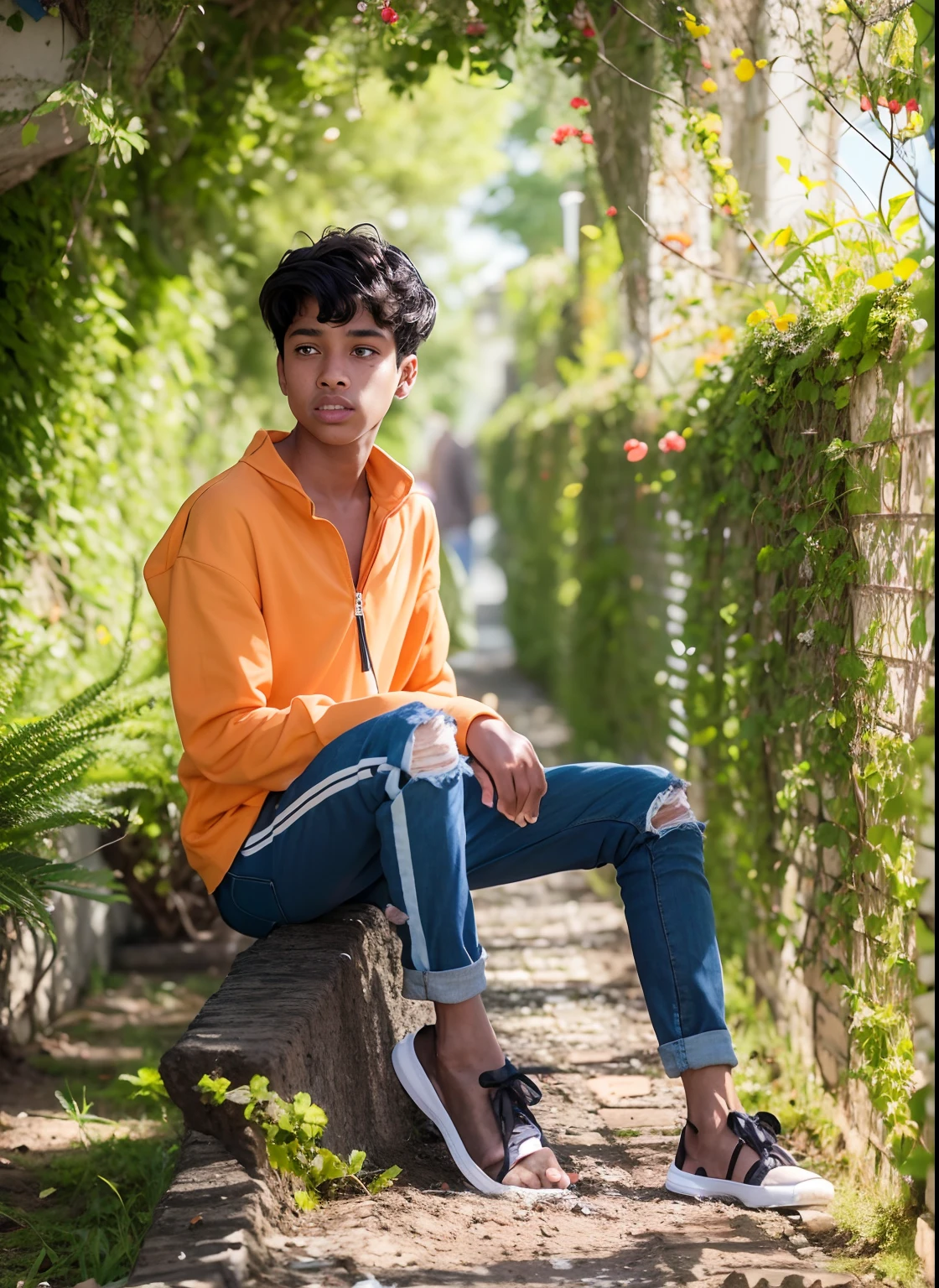 arafed man with a mickey mouse shirt standing against a wall, jayison devadas, ayan nag, jayison devadas style, portrait of 14 years old boy, riyahd cassiem, portrait of 1 8 - year - old boy, male teenager, black teenage boy, young boy, reyyan, boy has short black hair