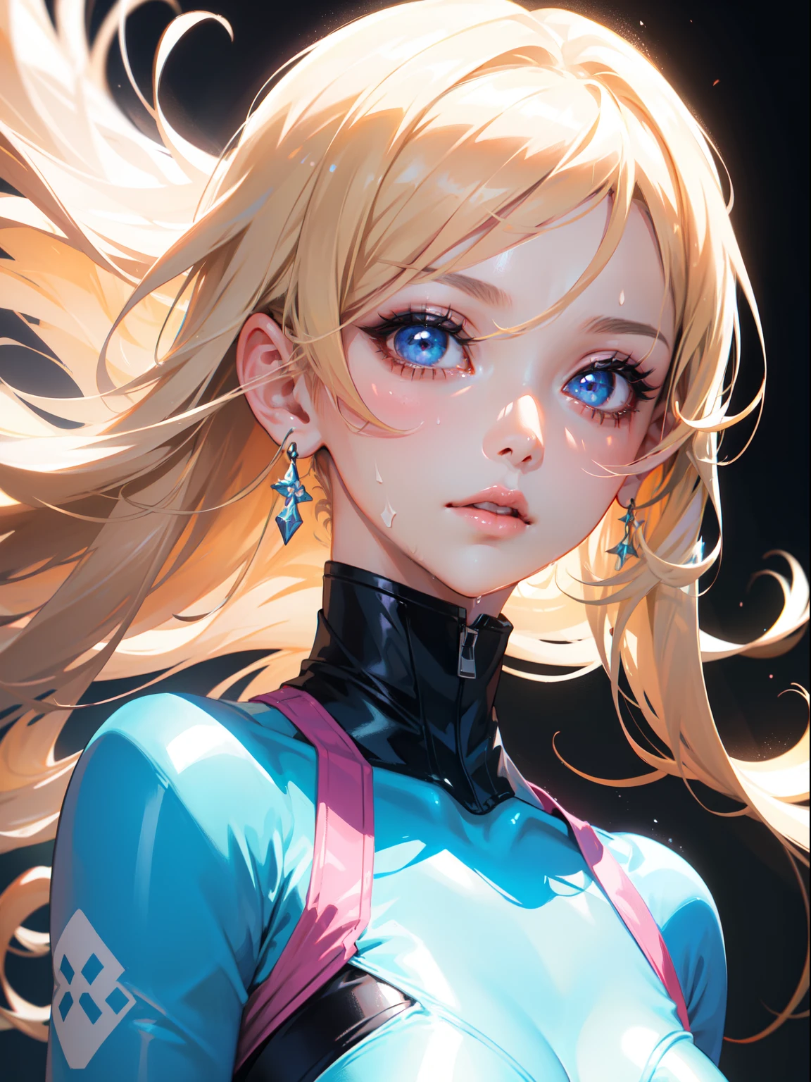 Best Quality, masutepiece,  High resolution, (Anime Heroine Illustration), Anime Paint, 1beautiful girl ,Dynamic Angle,Female rhythmic gymnast ,small head,Large breasts,Smart body, Glowing skin, Sweat,At the rhythmic gymnastics venue ,(Detailed beautiful face:1.4),detailed skins,Detailed eyes,detailed hairs,