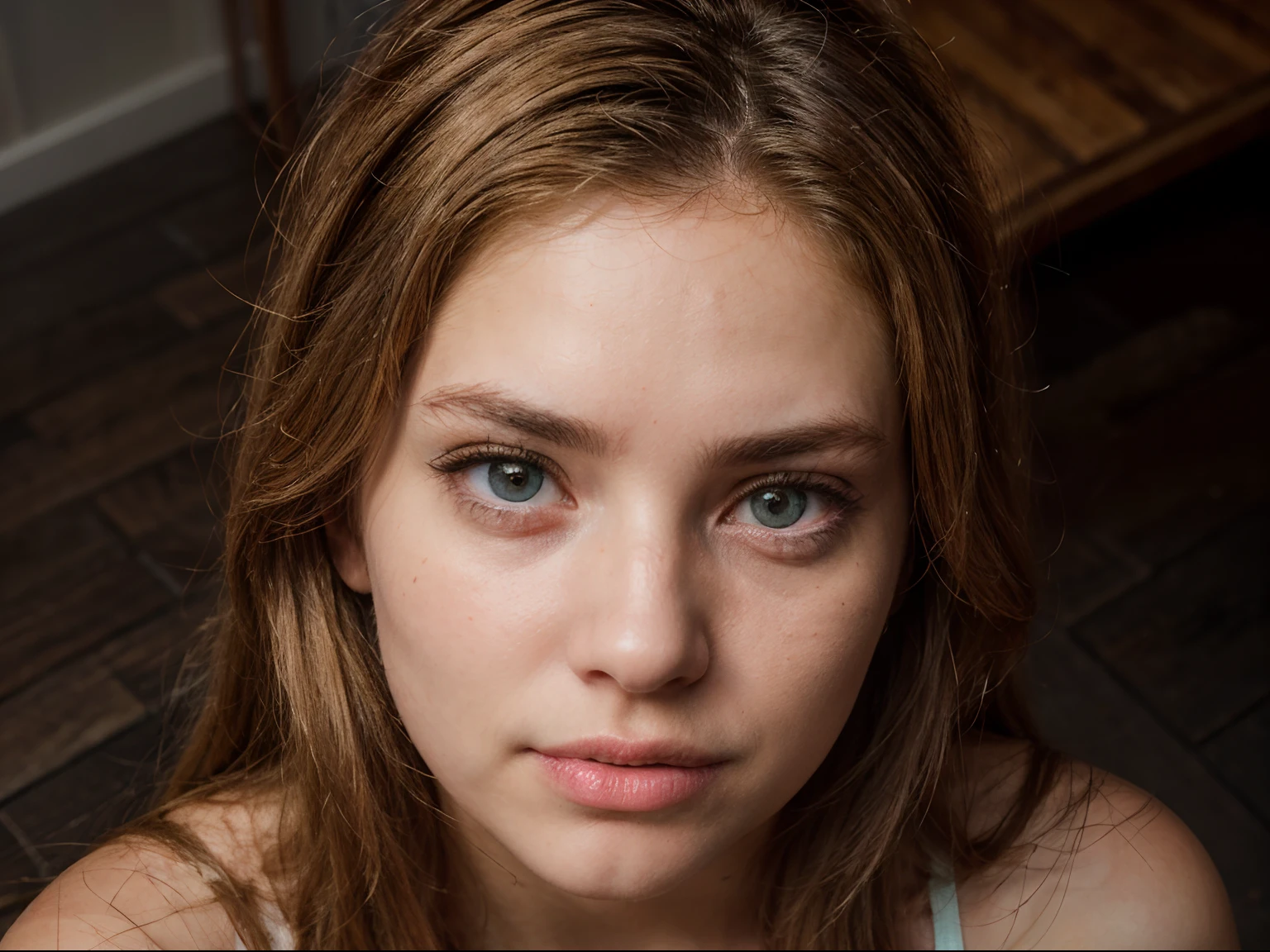 2women, (top view: 1.0), (straight all of the body: 1.1), RAW UHD photo of a 1blonde 1brunette, (8k, Raw photo, Highest quality),(epic realistic:1.5), 2 women, face,(detailed eyes:0.8),(looking at the camera:1.4), (Highest quality), ( best shadow),Intricate details,cinematic,((skin:1.4)),Interior of art studio, wooden floor, drawing supplies, (long hair:1.3),Dark room,(Hdr:1.5),Detailed, muted colors, Superior quality, ( glowing northern lighting: 0.7), Masterpiece, Wide Angle Shot, Raw Photo (35-year-old), beautiful, (wearing full sundress, messy, bright matted blonde hair), (standing on studio wood floor, floor has paint splatters, color pastel dust), artist models, live drawing, perfect feet, natural, perfect composition of body positions, golden ratio ,perfect composition in frame, full-length portrait, perfect face, Captivating eyes, Bright details, Tight lips, (High Skin Detail),, (blue tint: 0.6), (sale: 0.8), (bloody: 0.7), Key lighting , (backlight: 0.5), Medium depth of field, Canon 5d, 50mm lens, f/4 apertures, (Ultra-detailed, Complex detail), sharp focus, soft colors, 8k, Absurd, 8mm film grain, photography, relaxed with camera