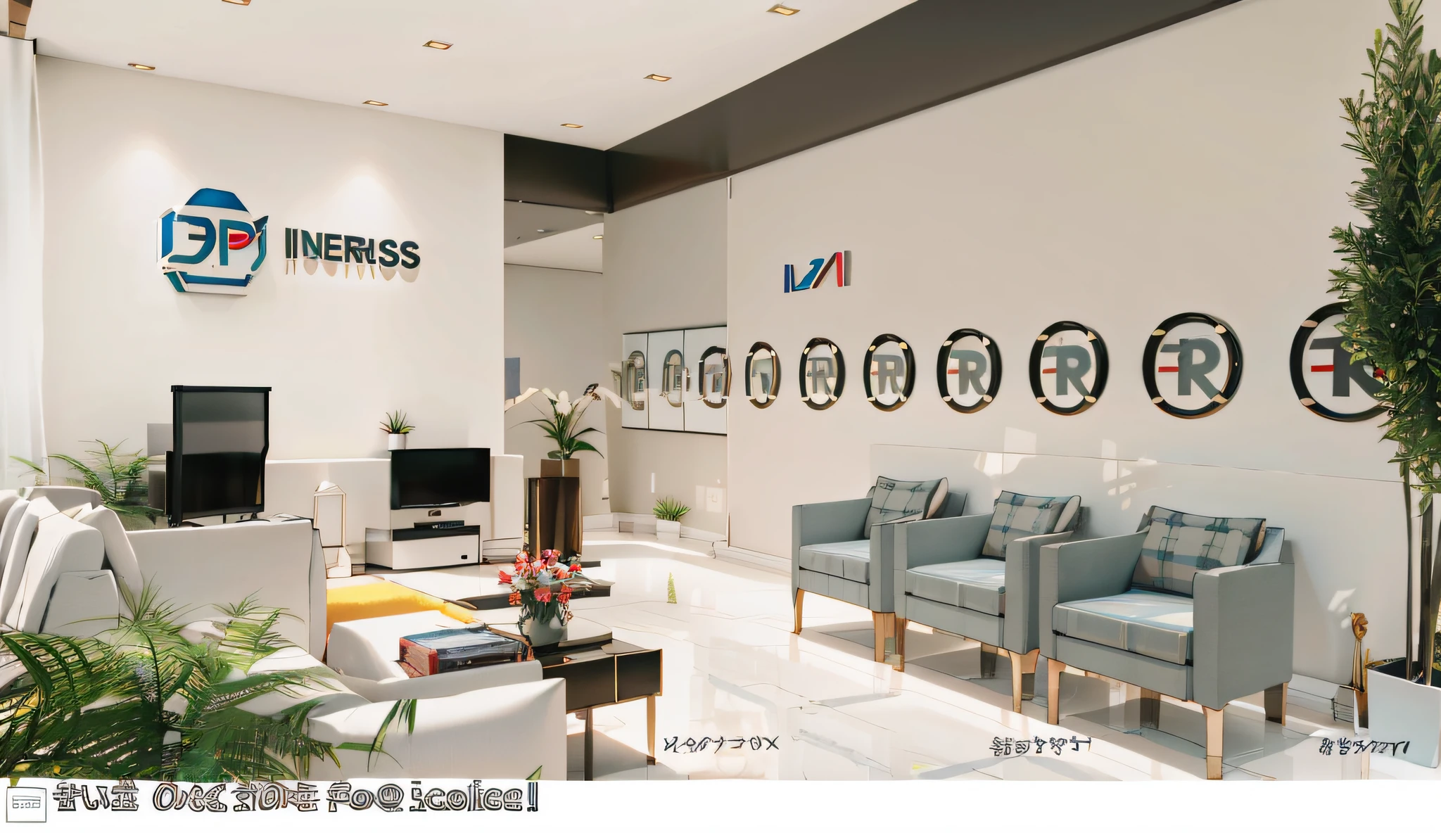 arafed view of a lobby with a television and chairs, hi-res scan, hi - res scan, photo from 2022, show room scene, interior decoration, interior design, vip room, cg rendering, excellent 3d render, -n 2, render vray, 3 d rendering, 3d rendering, render 3 d
