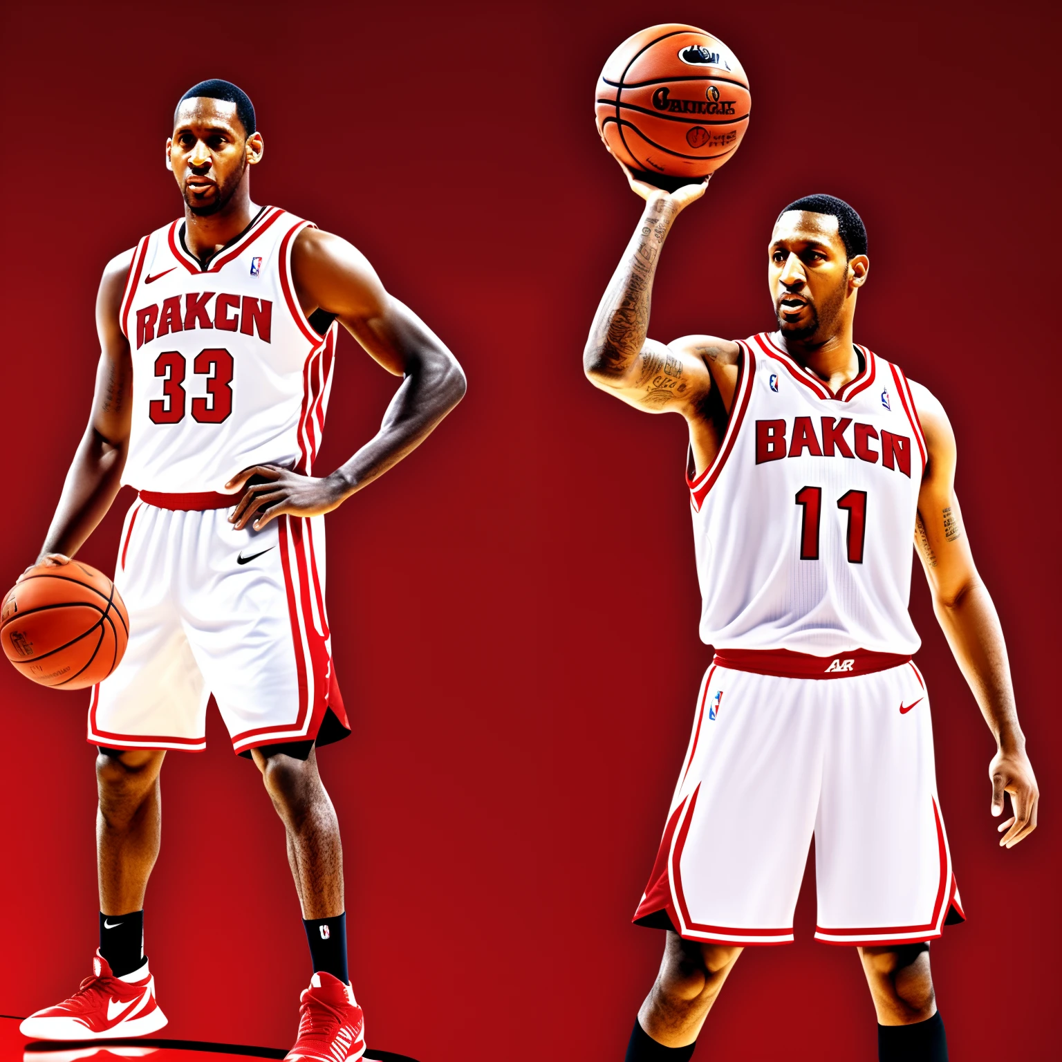 Tracy McGrady in red basketball jersey, full body, play basketball, American cartoon, 3D, ultra details --auto --s2