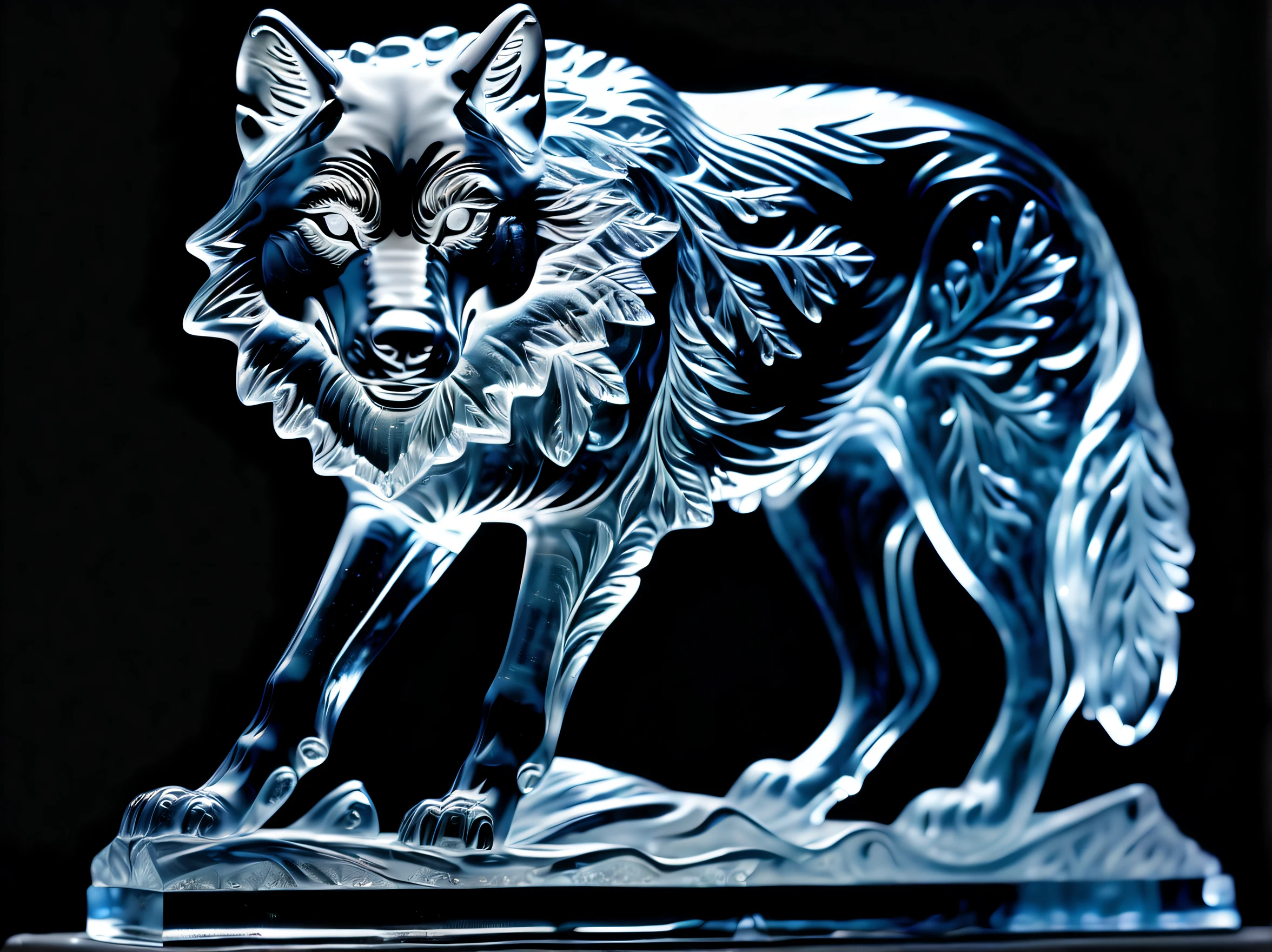 (((Ice sculpture of sculptor carving  wolf:1.3))), dark landscape, (((snowflake:1.3))), (((hyper real:1.1))), stunning extremely detail, exquisite very detail, (((transparent:1.3))), captured in stunning detail through, intricate detail, beautiful detail glow, glow up, (((radiosity rendered in stunning 32k resolution beauty:1.3))),