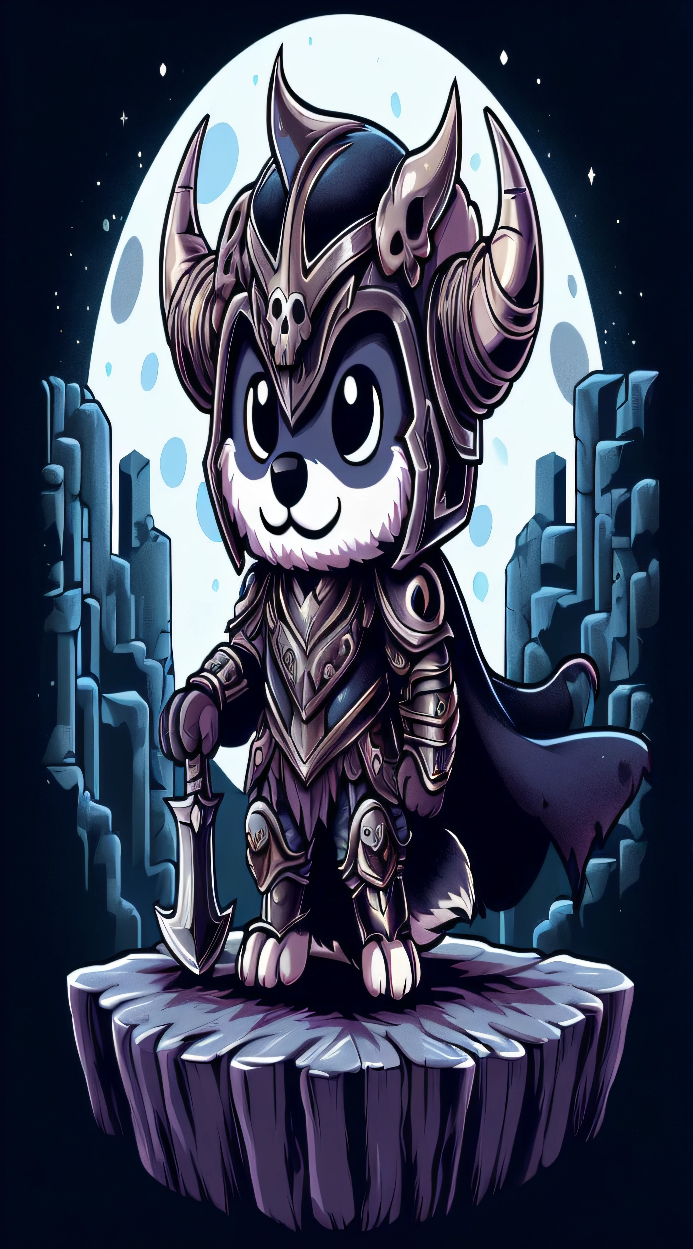 a cartoon cat dressed as a knight with a sword and armor, husky in shiny armor, moon bull samurai, advanced digital chibi art, fox from league of legends chibi, anthropomorphic warrior piglet, cat warrior, cute cyber gods, cute detailed digital art, a minotaur wolf, moon bear samurai, ferret warrior, anthropomorphic samurai bear