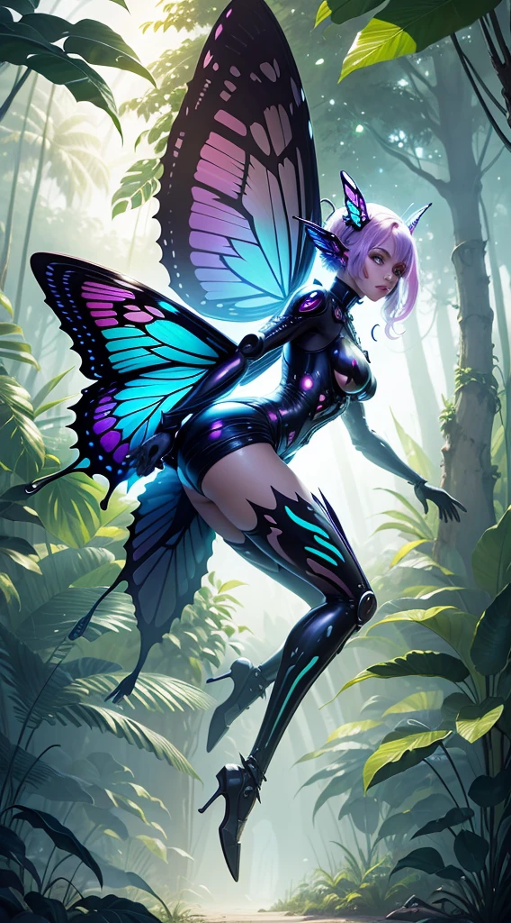 Futuristic ethereal butterfly,Sci-fi butterflies,Futuristic butterflies,mechanical butterfly,Futuristic jungle background