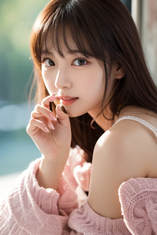 (RAW Photography、top-quality)、(reallistic、Photorealsitic:1.3)、masterpiece、extremely delicate and beautiful、Highly detailed、CG、A sense of unity、2k wallpaper、astonishing、finely detail、浅笑、Highly detailed CG unified 8K wallpaper、huge filesize、ultra-detailliert、hight resolution、Very high resolution、Soft light、length hair、short bangs、A dark-haired、novafrog style with floating hair、a beautiful detailed girl、detailed finger、Highly detailed eyes and faces、beautiful detailed nose、beatiful detailed eyes、long lashes、Light on the face、Look at viewers、Mysterious look、a closed mouth、1 girl in、cute little、年轻、Mature face、full bodyesbian、tiny chest、Realistic face、Realistic body、Beautiful detailed thighs、ulzzang-6500-v1.1、lora:koreanDollLikeness_v15、outfits:Knitted turtleneck、black eyes