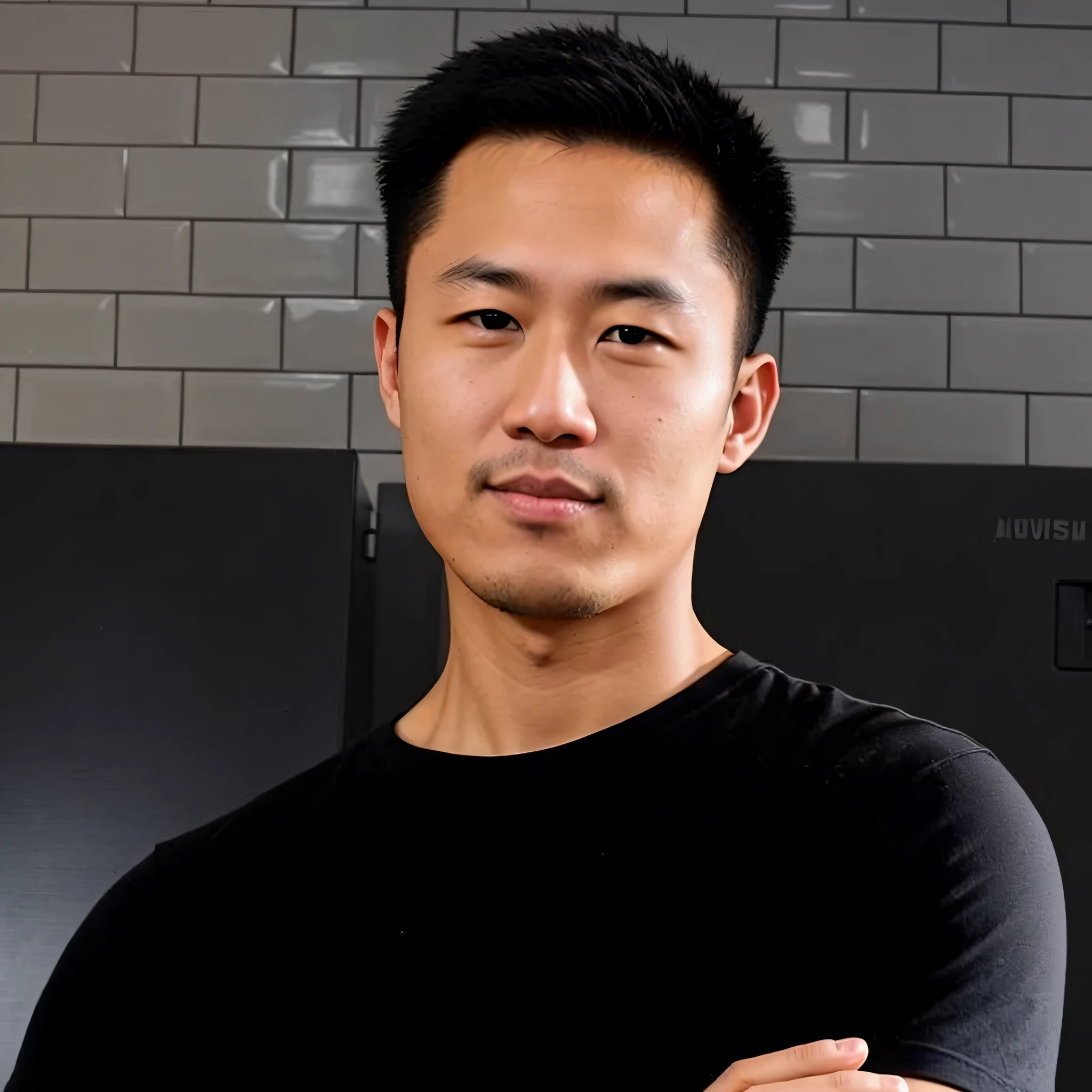 arafed man in black shirt standing in front of a black refrigerator, andrew thomas huang, david luong, darren quach, damien tran, john jude palencar, reuben wu, headshot profile picture, ramil sunga, christopher cao, kevin hou, victor ngai, jeremy cheung, ceo, mansik yang, nivanh chanthara